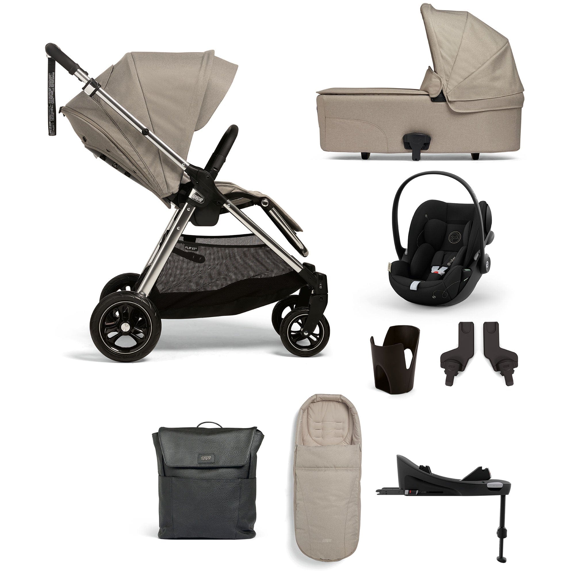 Mamas Papas Flip XT 8 Piece Essentials Bundle with Car Seat Fawn