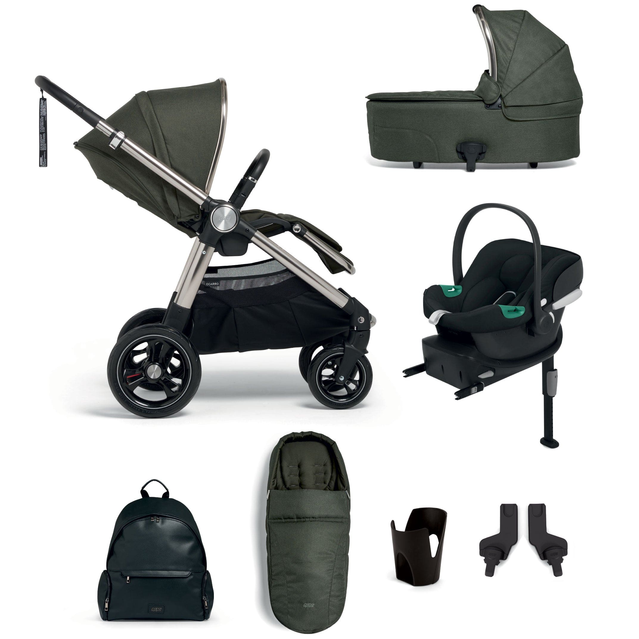 Mamas & Papas travel systems Mamas & Papas Ocarro 8 Piece Cybex Travel System - Hunter Green 61931HG00-1