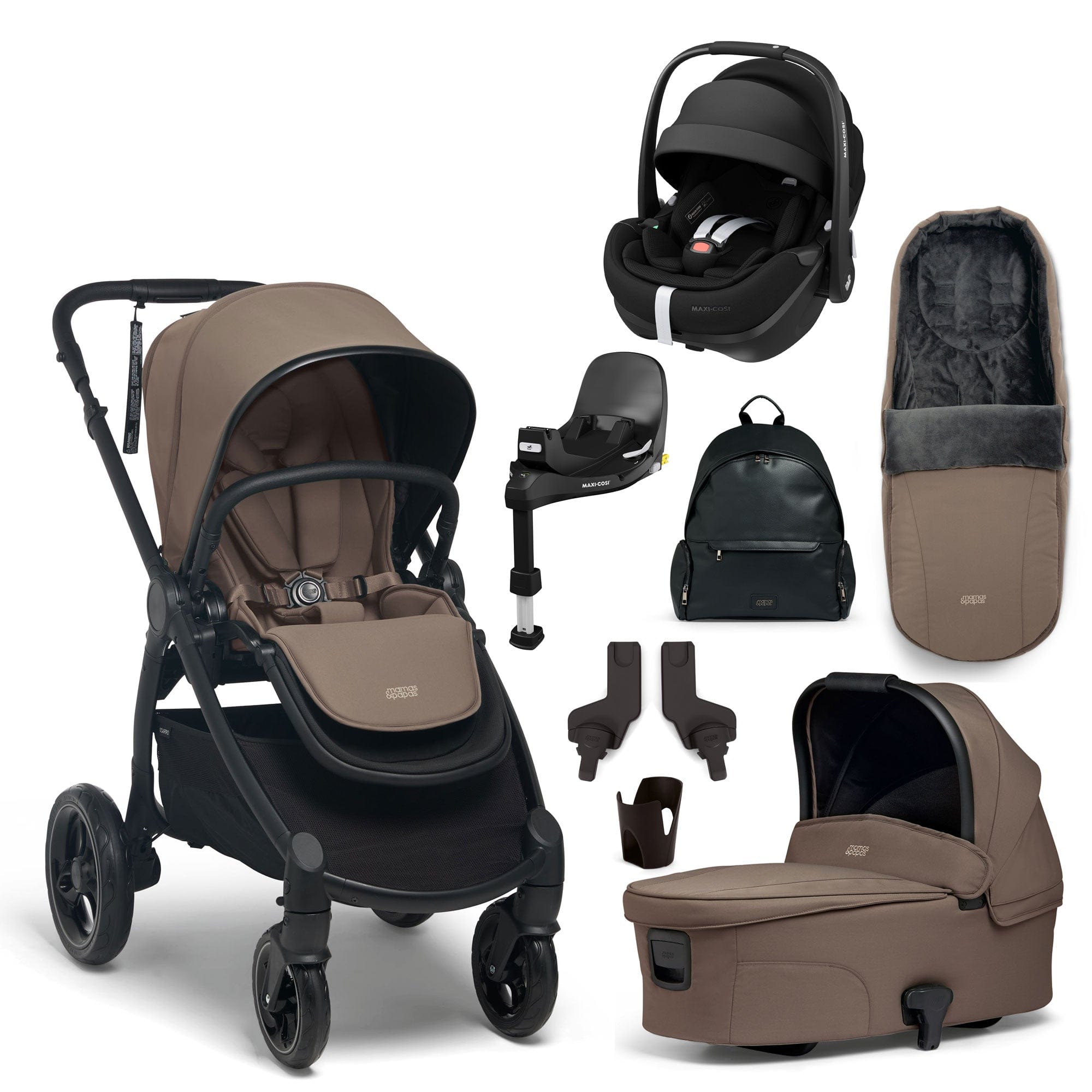 Mamas & Papas travel systems Mamas & Papas Ocarro 8 Piece Maxi-Cosi Travel System - Café 17500-CAF-PV2