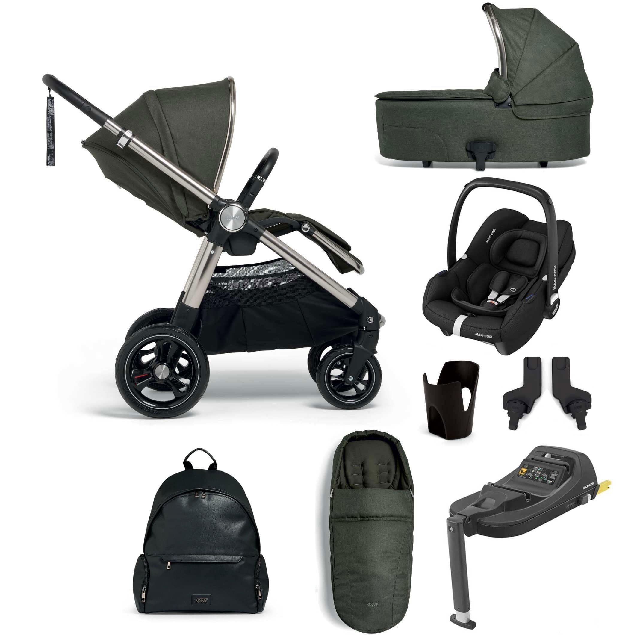 Mamas & Papas travel systems Mamas & Papas Ocarro 8 Piece Maxi-Cosi Travel System in Hunter Green 61931HG00-2