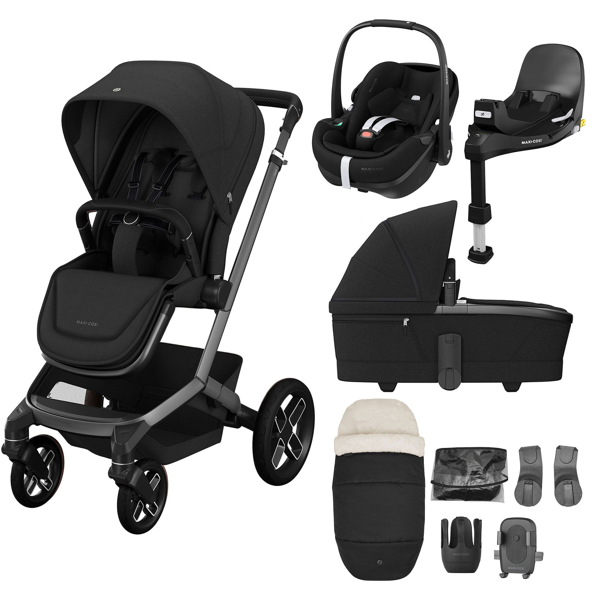 Maxi-Cosi travel systems Maxi-Cosi FAME 9 Piece Premium Travel System in Twillic Black KF63900000