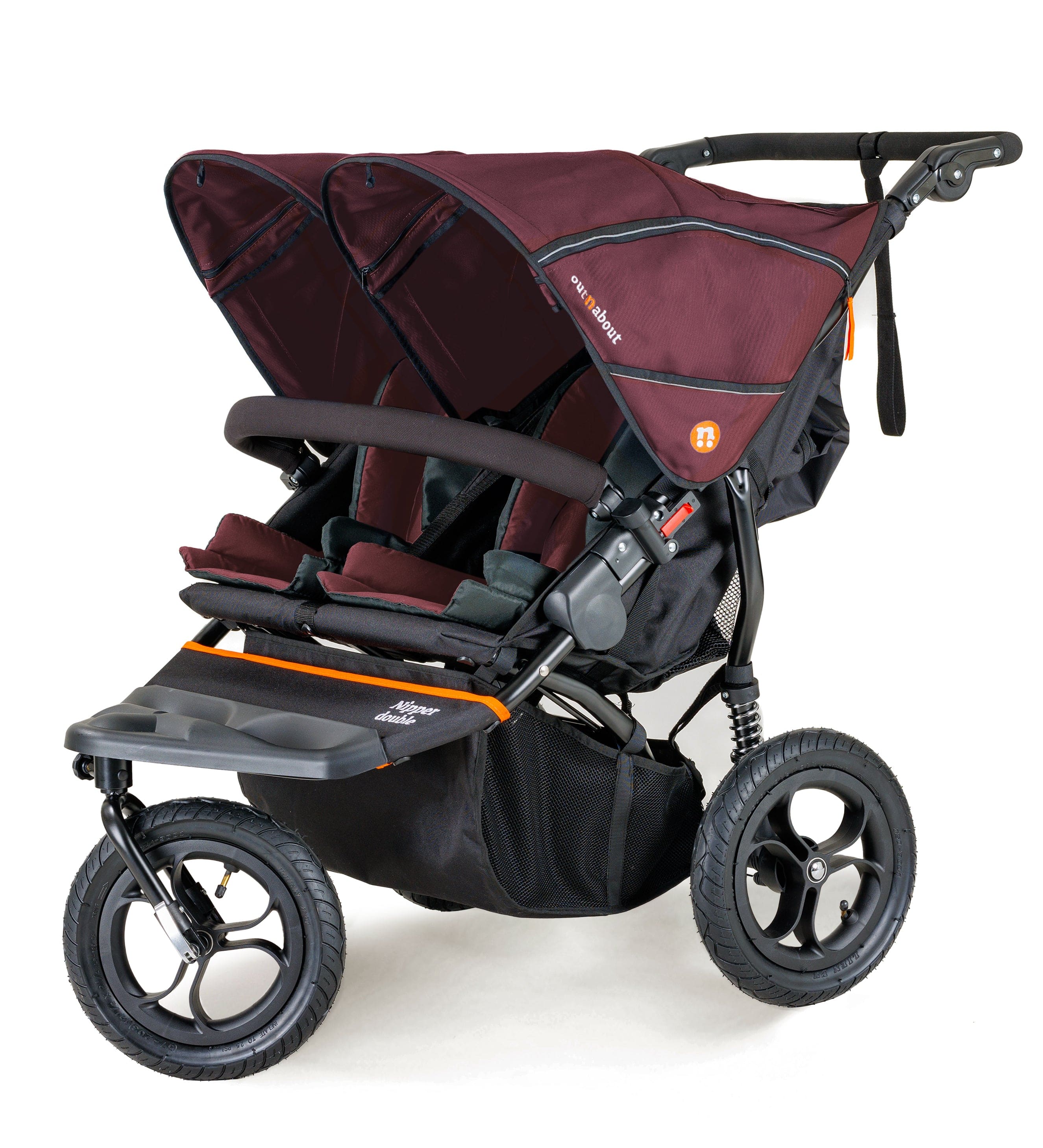 Out n About 3 Wheeler Pushchair Bundles Out n About Nipper Double Twin Starter Kit in Brambleberry Red 15711-DTW-Start-Red