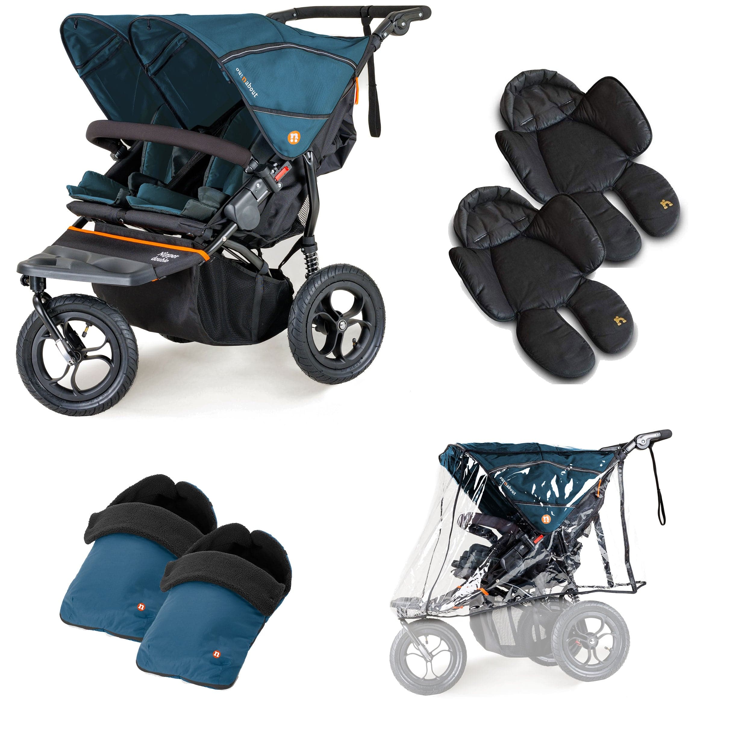 Out n About 3 Wheeler Pushchair Bundles Out n About Nipper Double Twin Comfort Kit in Highland Blue 15742-DTW-COM-BLU