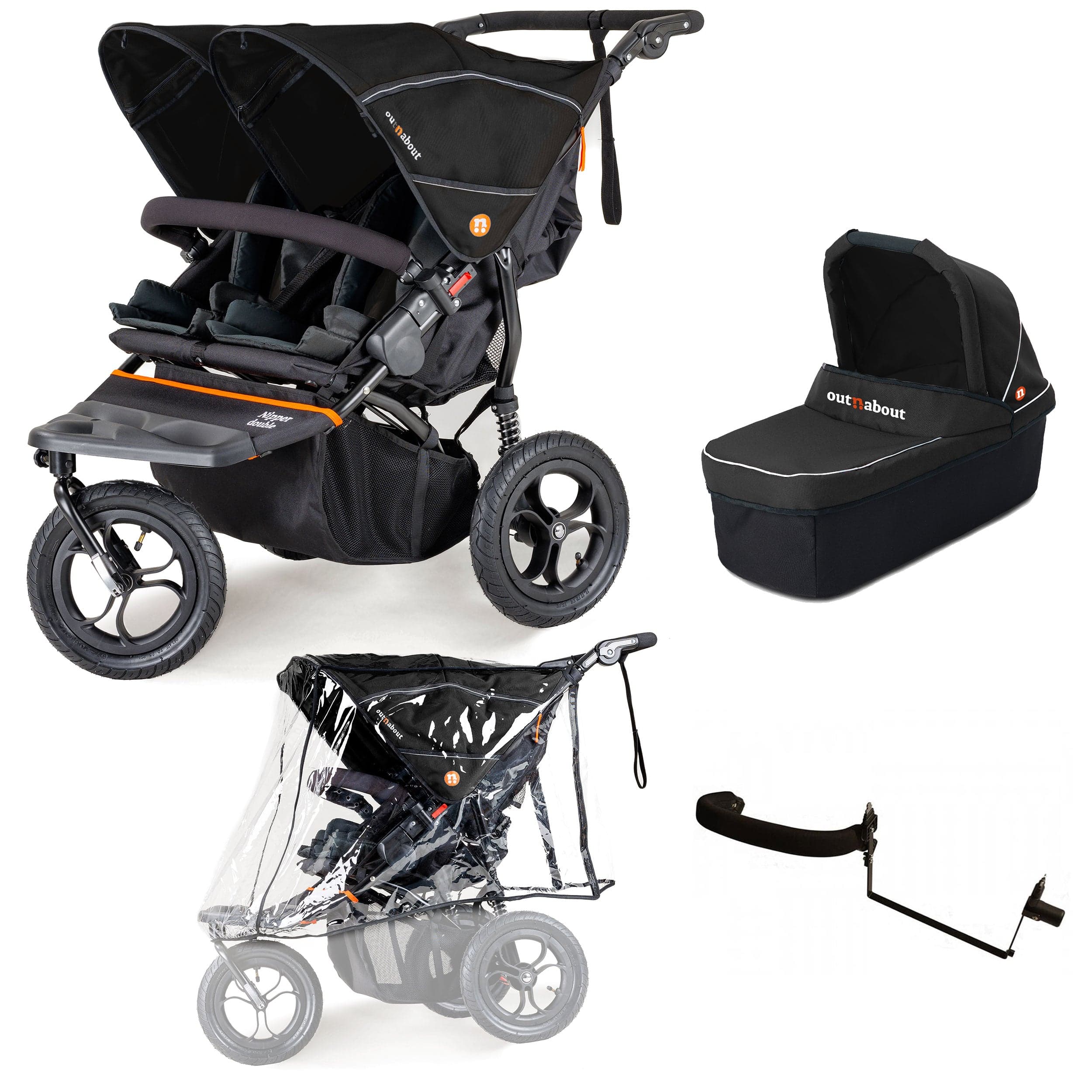 Out n About 3 Wheeler Pushchair Bundles Out n About Nipper Double Duo Starter Kit in Summit Black 15749-DTN-STA-SBL