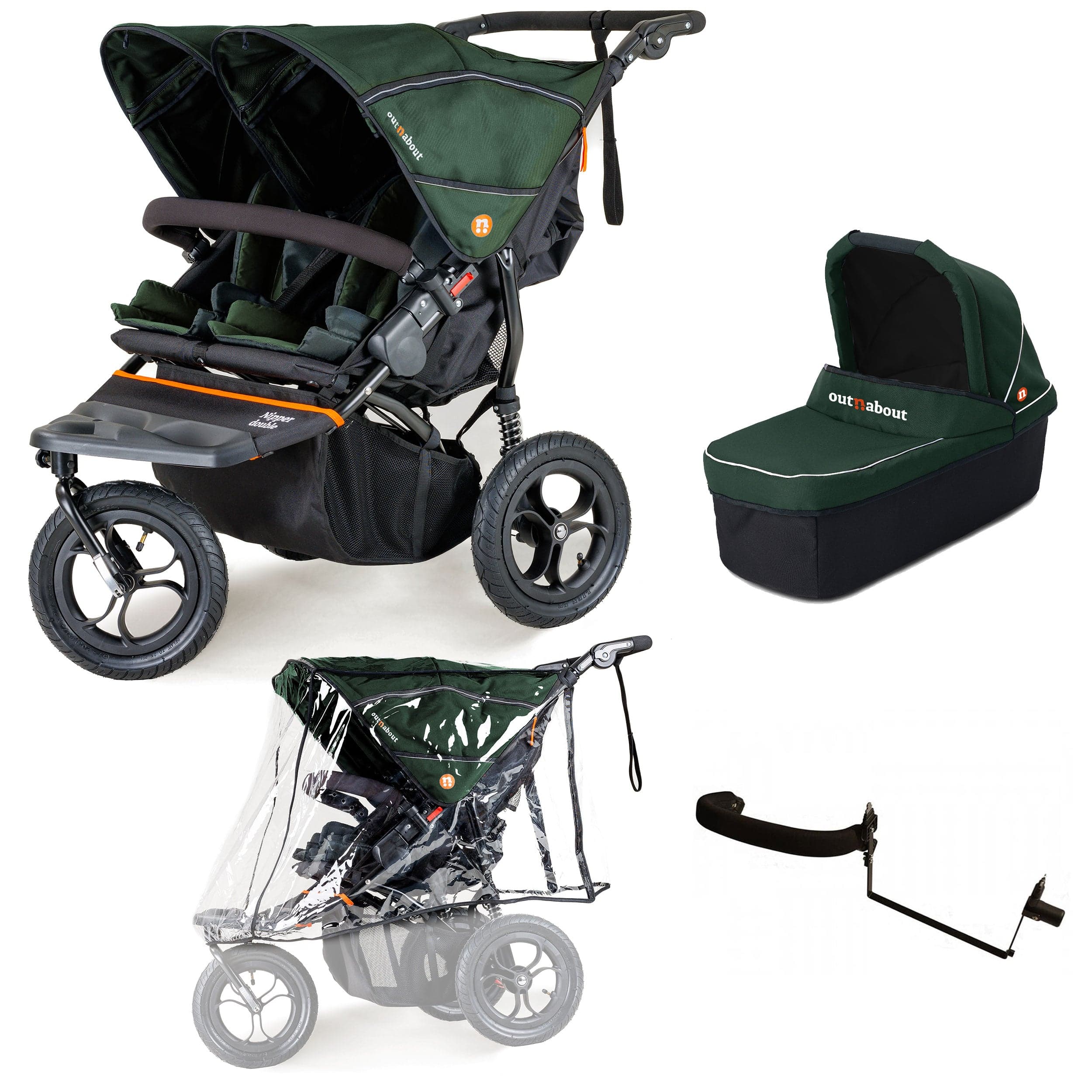 Out n About 3 Wheeler Pushchair Bundles Out n About Nipper Double Duo Starter Kit in Sycamore Green 15751-DTN-STA-GRE