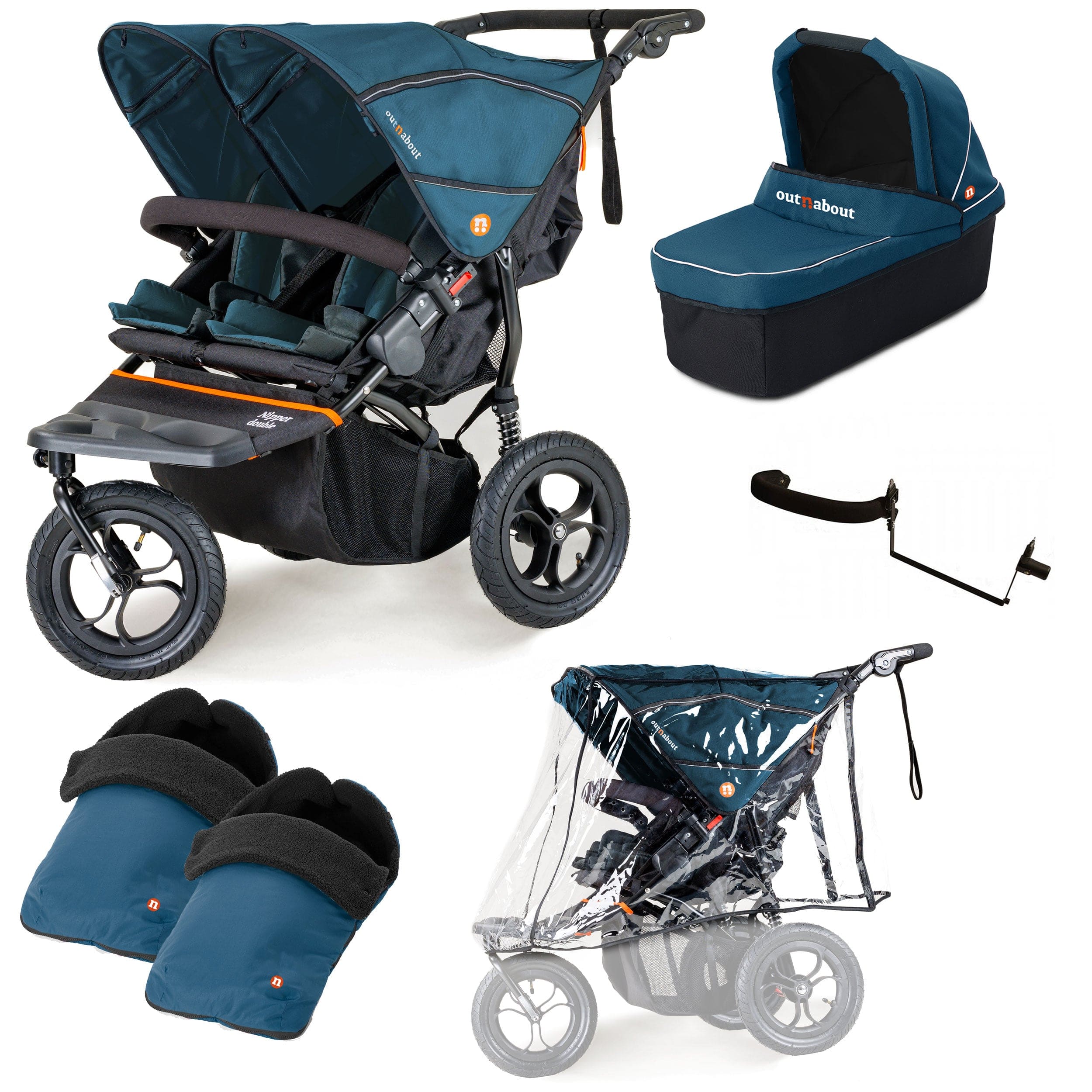 Out n About 3 Wheeler Pushchair Bundles Out n About Nipper Double Duo Essentials Kit in Highland Blue 15755-DTN-ESS-BLU