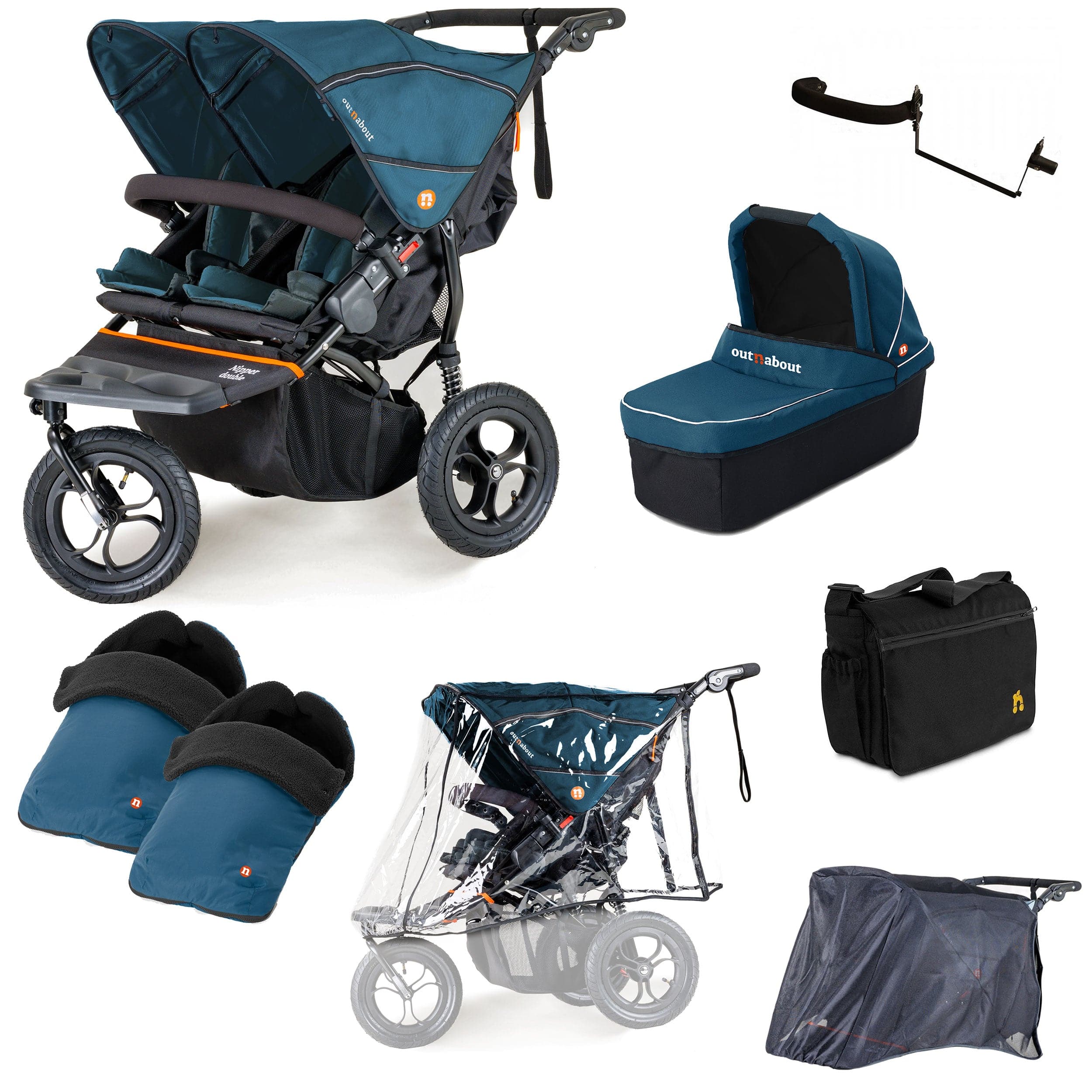 Out n About 3 Wheeler Pushchair Bundles Out n About Nipper Double Duo Ultimate Kit in Highland Blue 15793-DTN-ULT-BLU