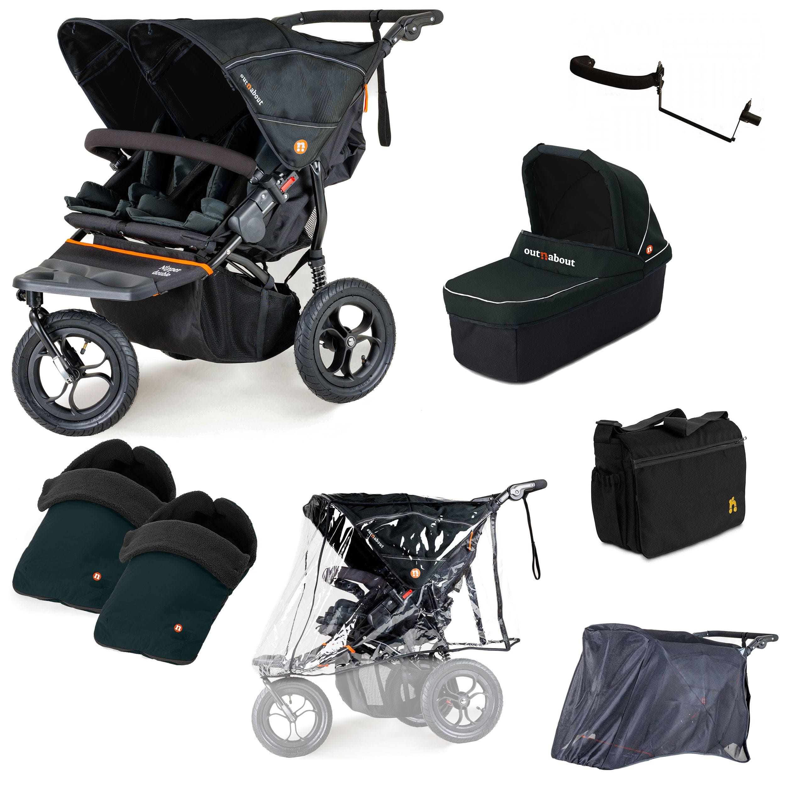 Out n About 3 Wheeler Pushchair Bundles Out n About Nipper Double Duo Ultimate Kit in Forest Black 15797-DTN-ULT-FBL