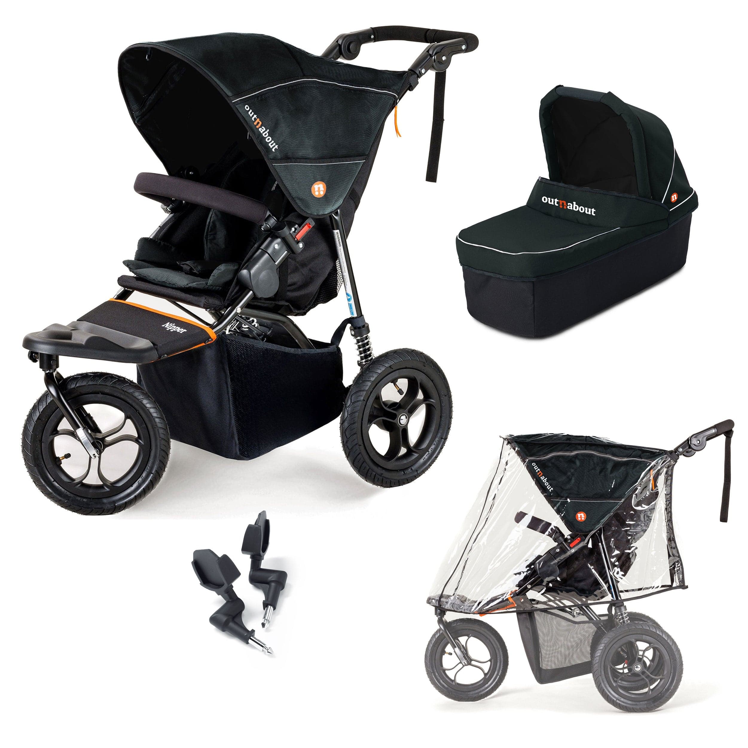 Out n About 3 Wheeler Pushchair Bundles Out n About Nipper Single Starter Kit in Forest Black 15803-SGL-FBL