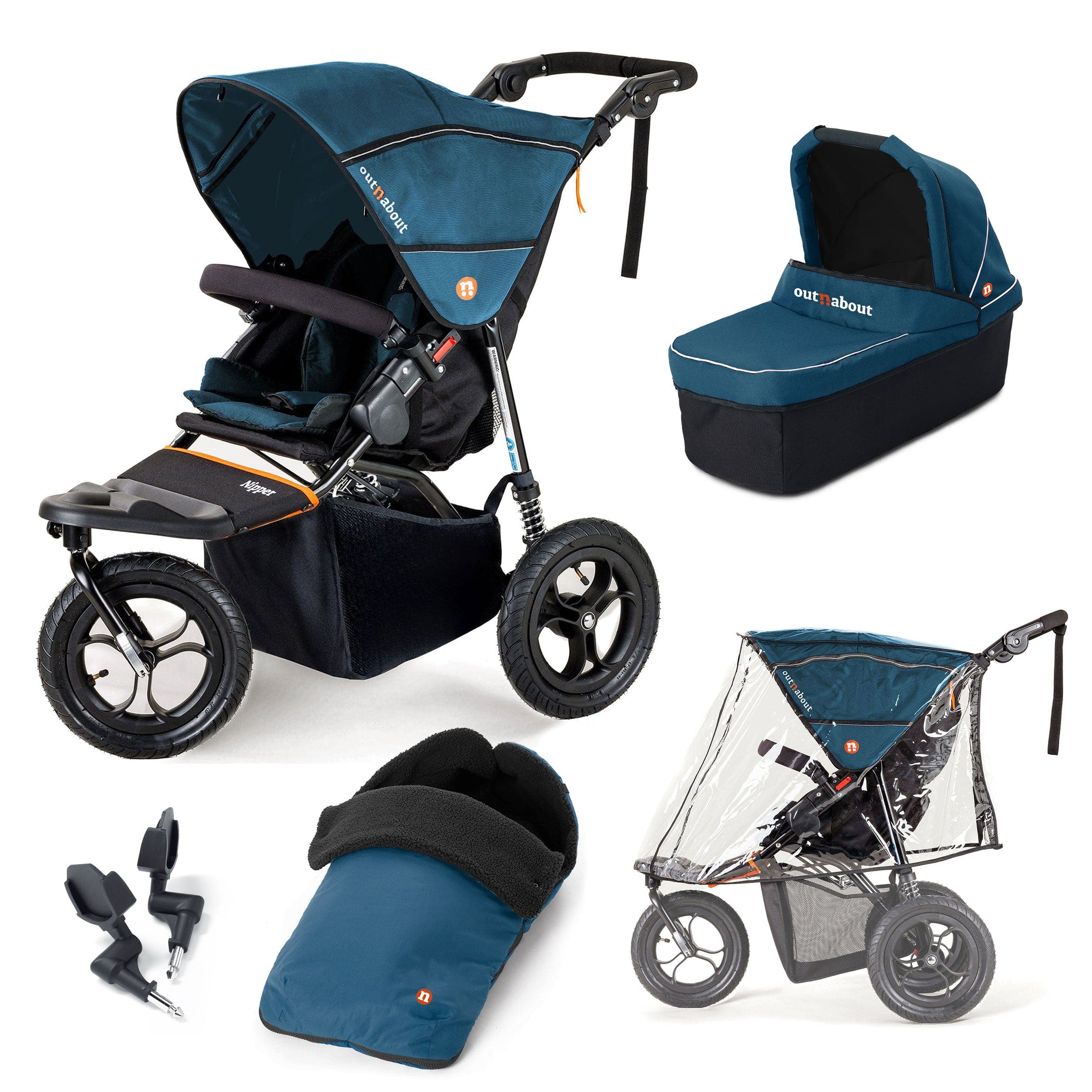 Out n About 3 Wheeler Pushchair Bundles Out n About Nipper Single Essentials Kit in Highland Blue 15809-SGL-BLU