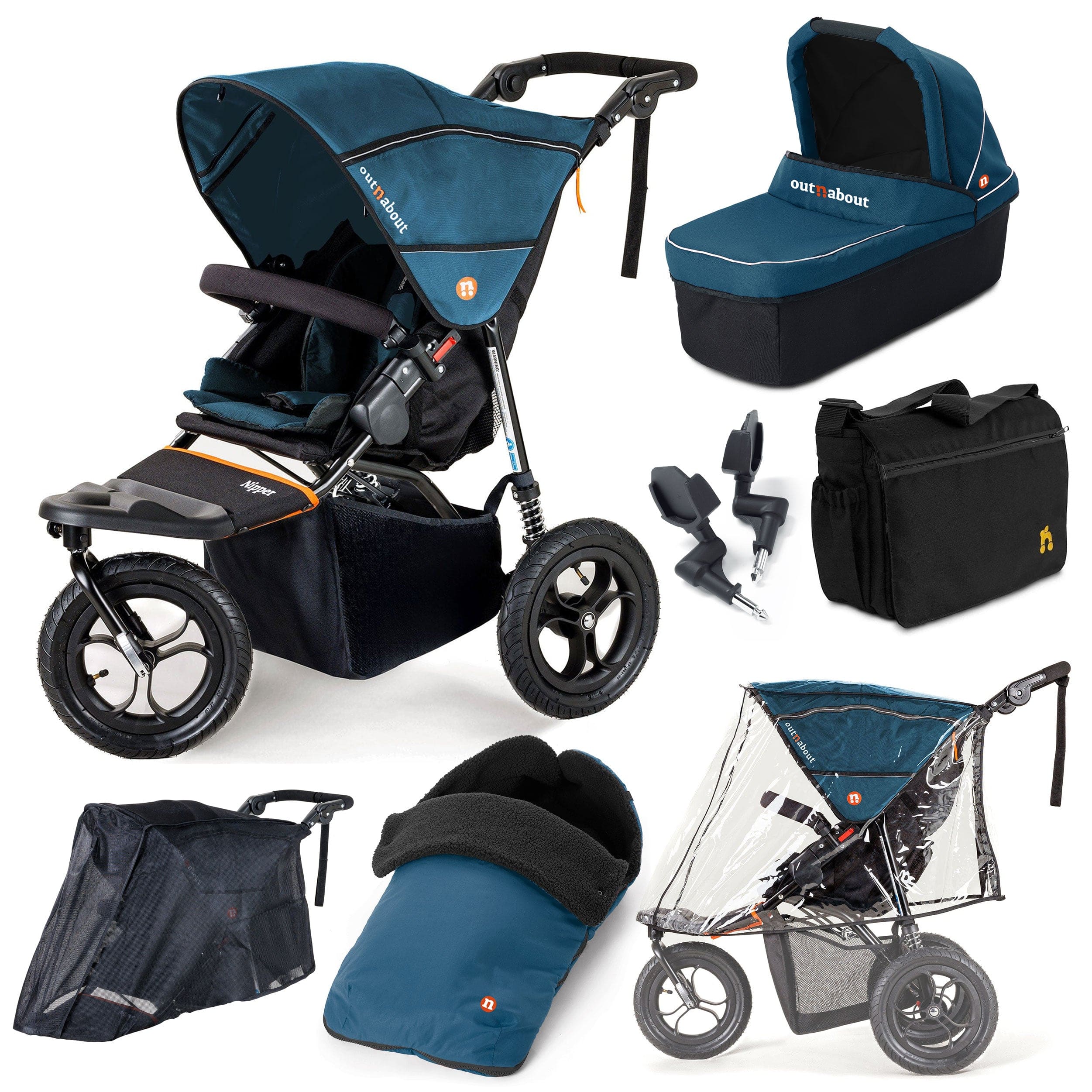 Out n About 3 Wheeler Pushchair Bundles Out n About Nipper Single Ultimate Kit in Highland Blue 15810-SGL-BLU