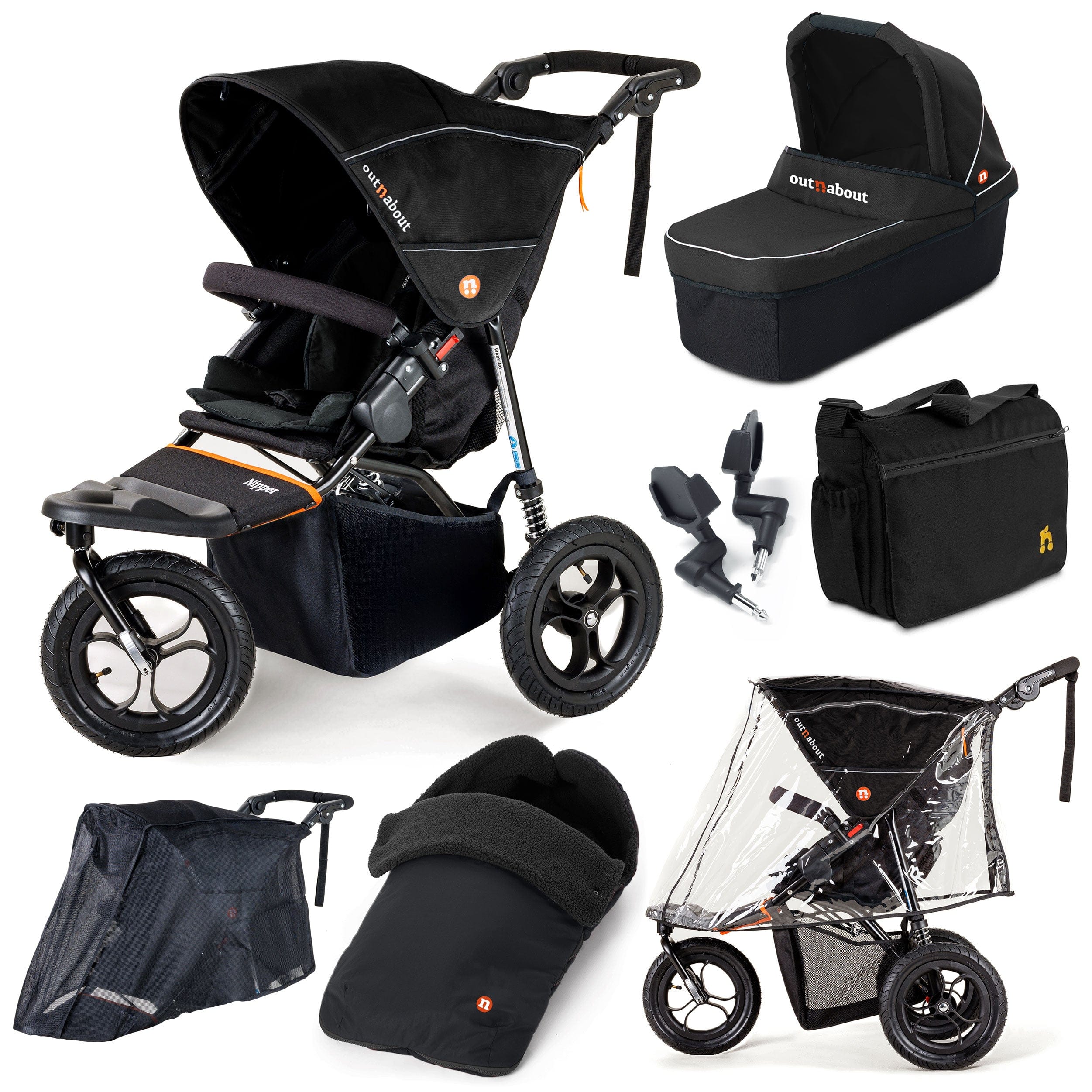 Out n About 3 Wheeler Pushchair Bundles Out n About Nipper Single Ultimate Kit in Summit Black 15812-SGL-SBL