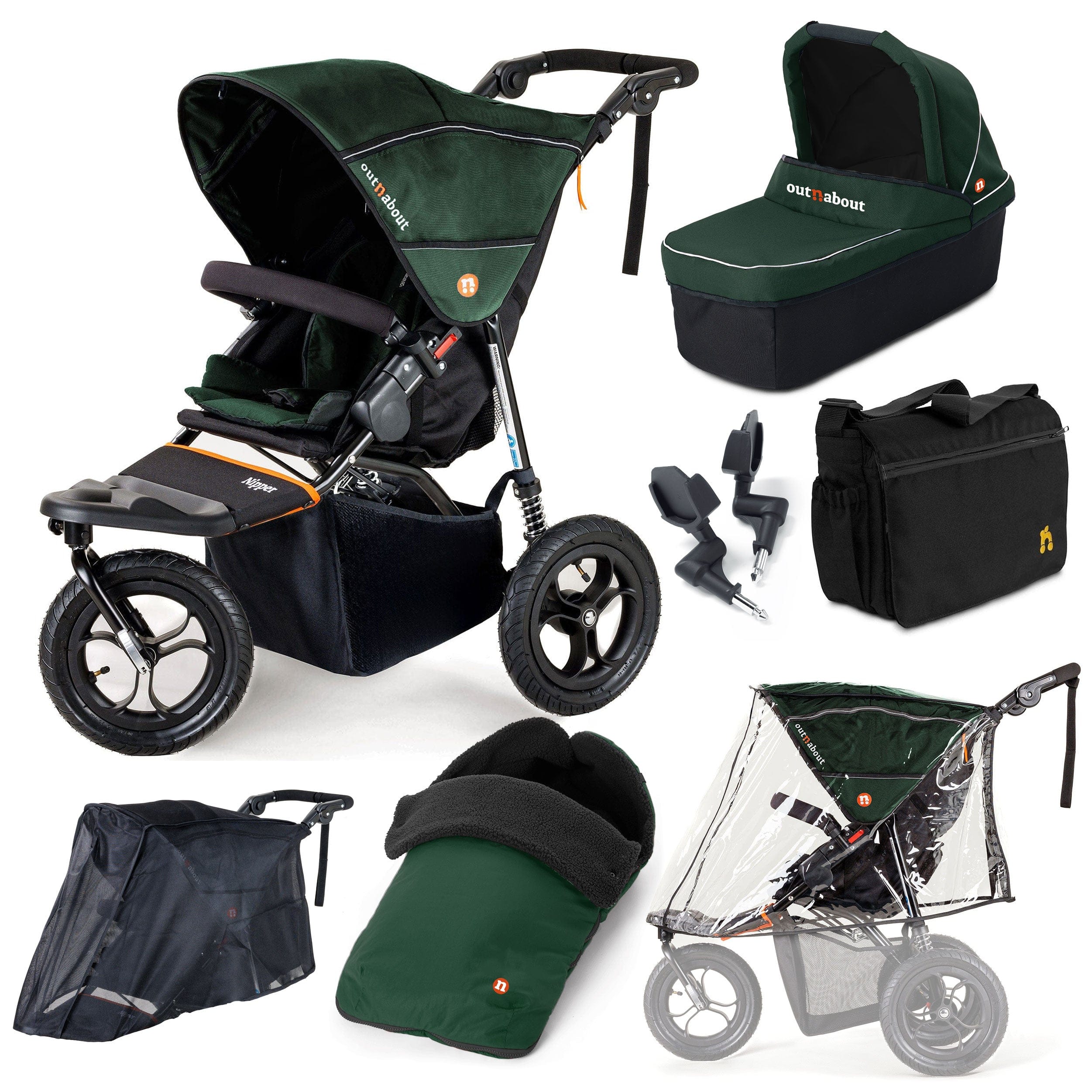 Out n About 3 Wheeler Pushchair Bundles Out n About Nipper Single Ultimate Kit in Sycamore Green 15814-SGL-GRE