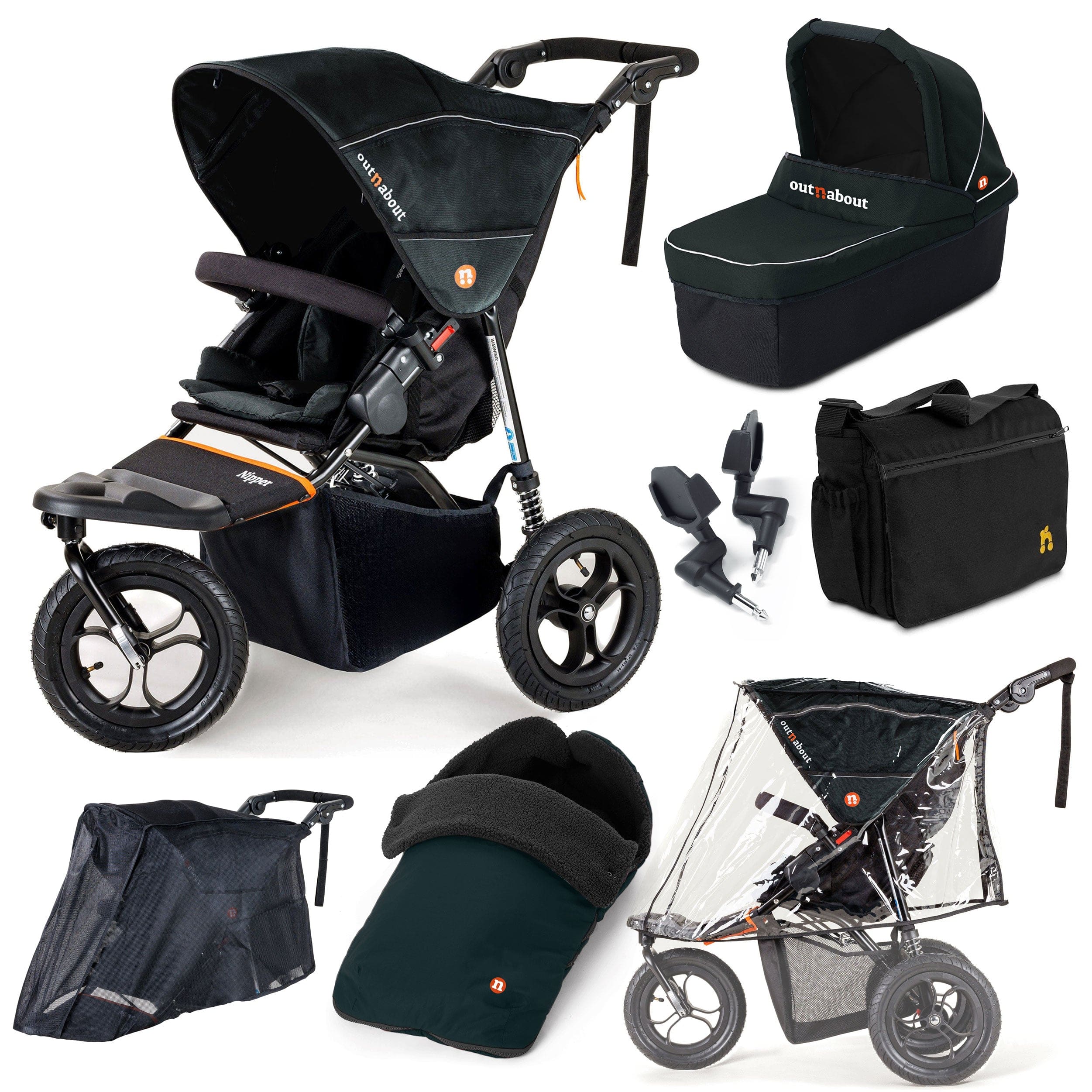 Out n About 3 Wheeler Pushchair Bundles Out n About Nipper Single Ultimate Kit in Forest Black 15815-SGL-FBL