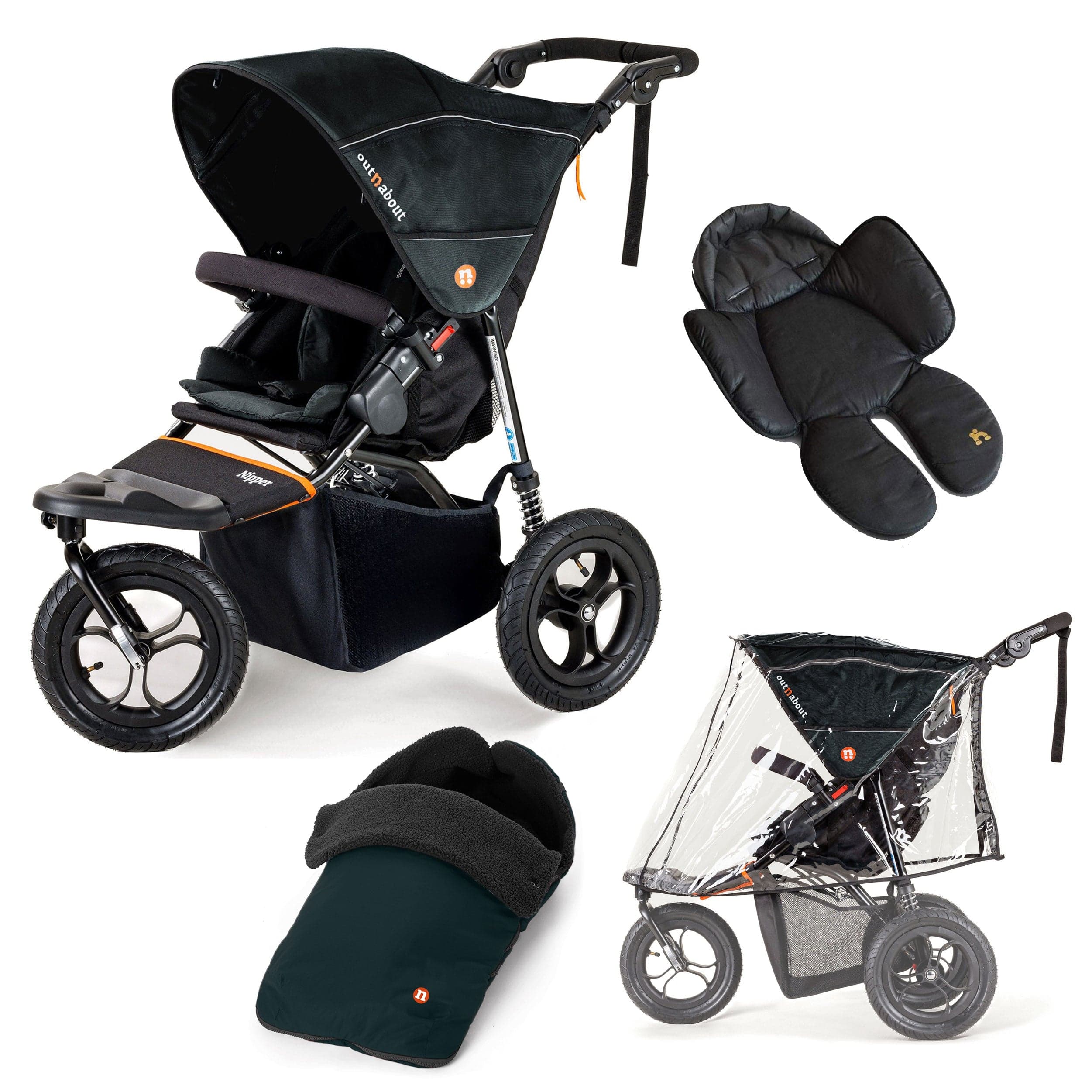 Out n About 3 Wheeler Pushchair Bundles Out n About Nipper Single Comfort Kit in Forest Black 15816-SGL-FBL