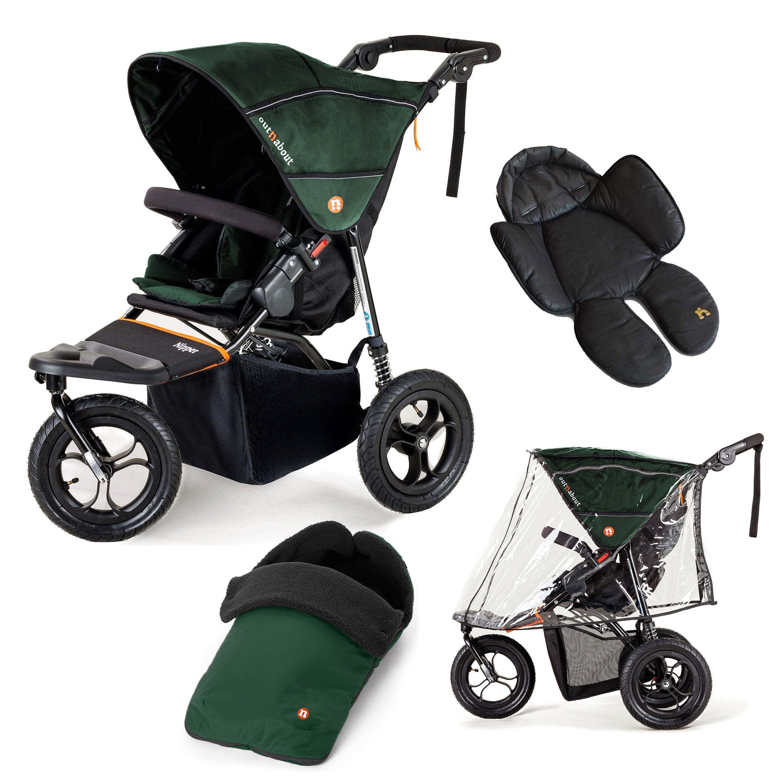 Out n About 3 Wheeler Pushchair Bundles Out n About Nipper Single Comfort Kit in Sycamore Green 15817-SGL-GRE