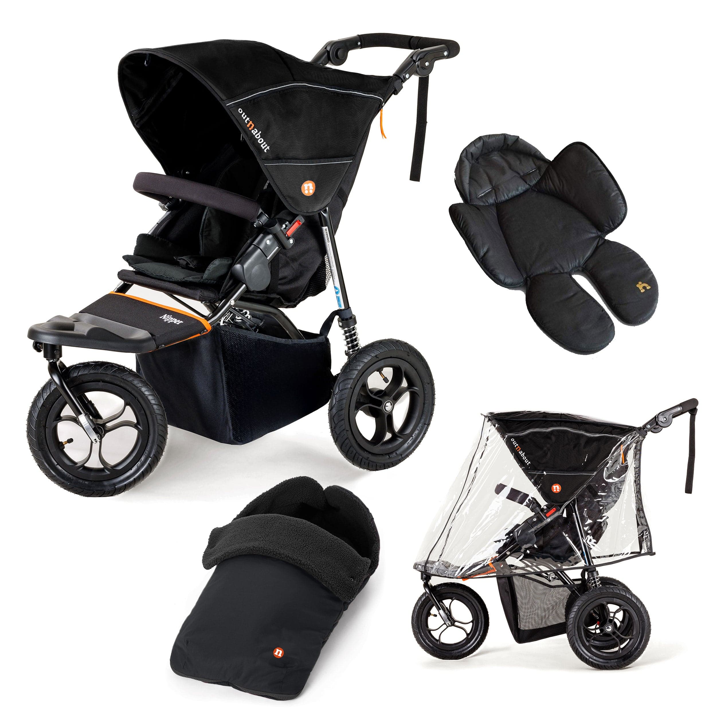 Out n About 3 Wheeler Pushchair Bundles Out n About Nipper Single Comfort Kit in Summit Black 15819-SGL-SBL