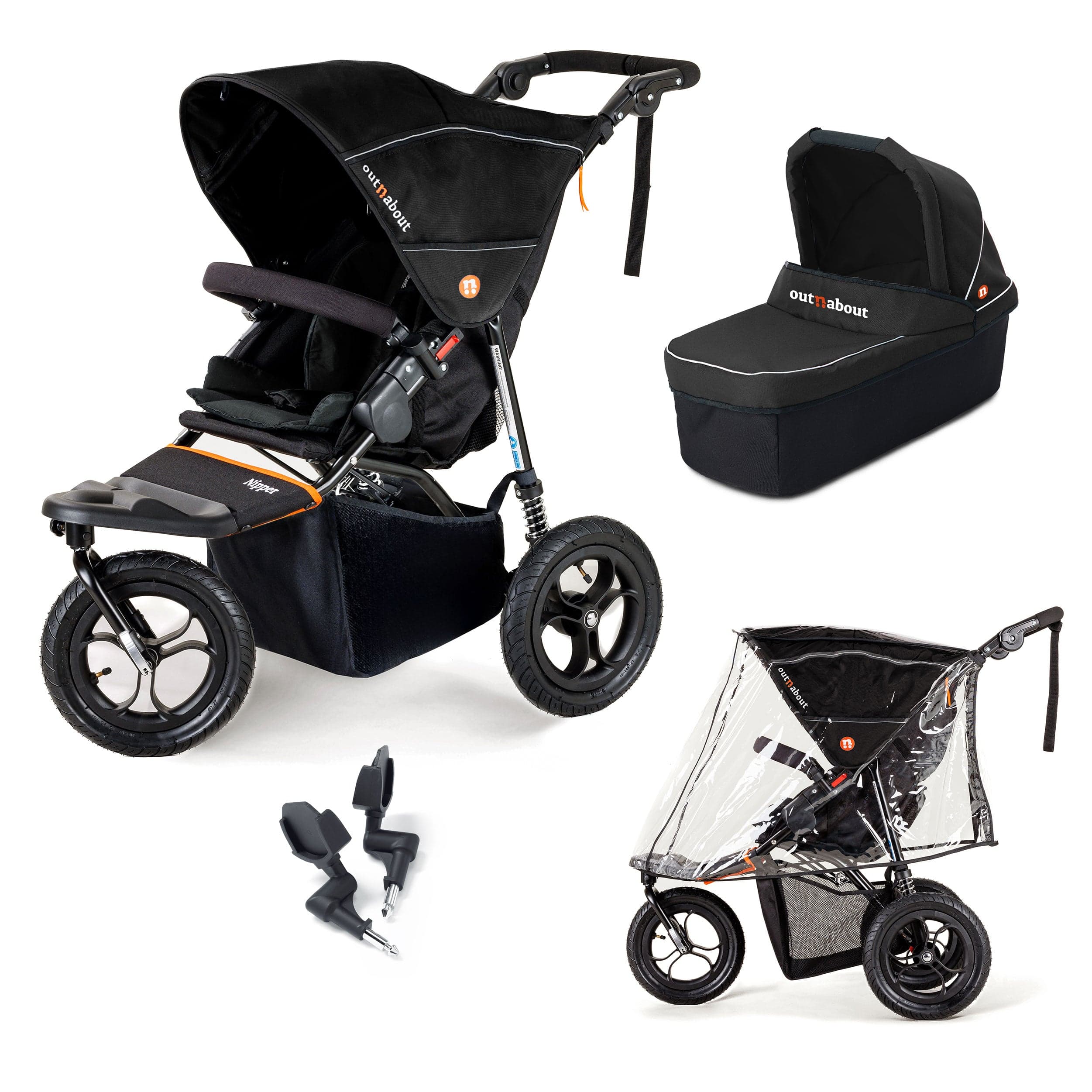 Out n About 3 Wheeler Pushchair Bundles Out n About Nipper Single Starter Kit in Summit Black 15882-SGL-SBL