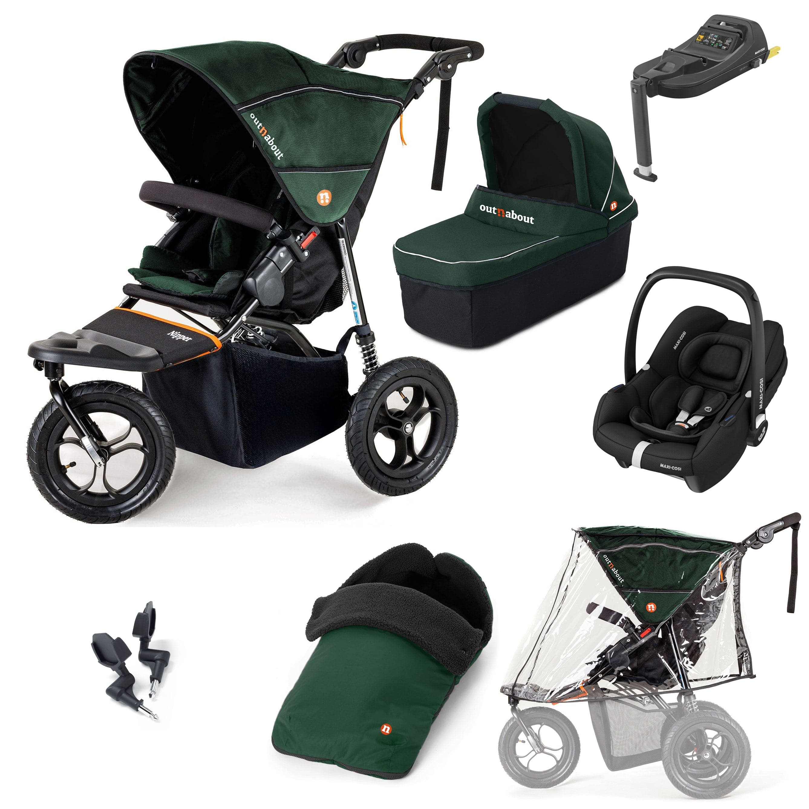 Out n About Travel Systems Out n About Nipper Single Maxi-Cosi Essential Kit in Sycamore Green 15805-MC-CAB-GRE