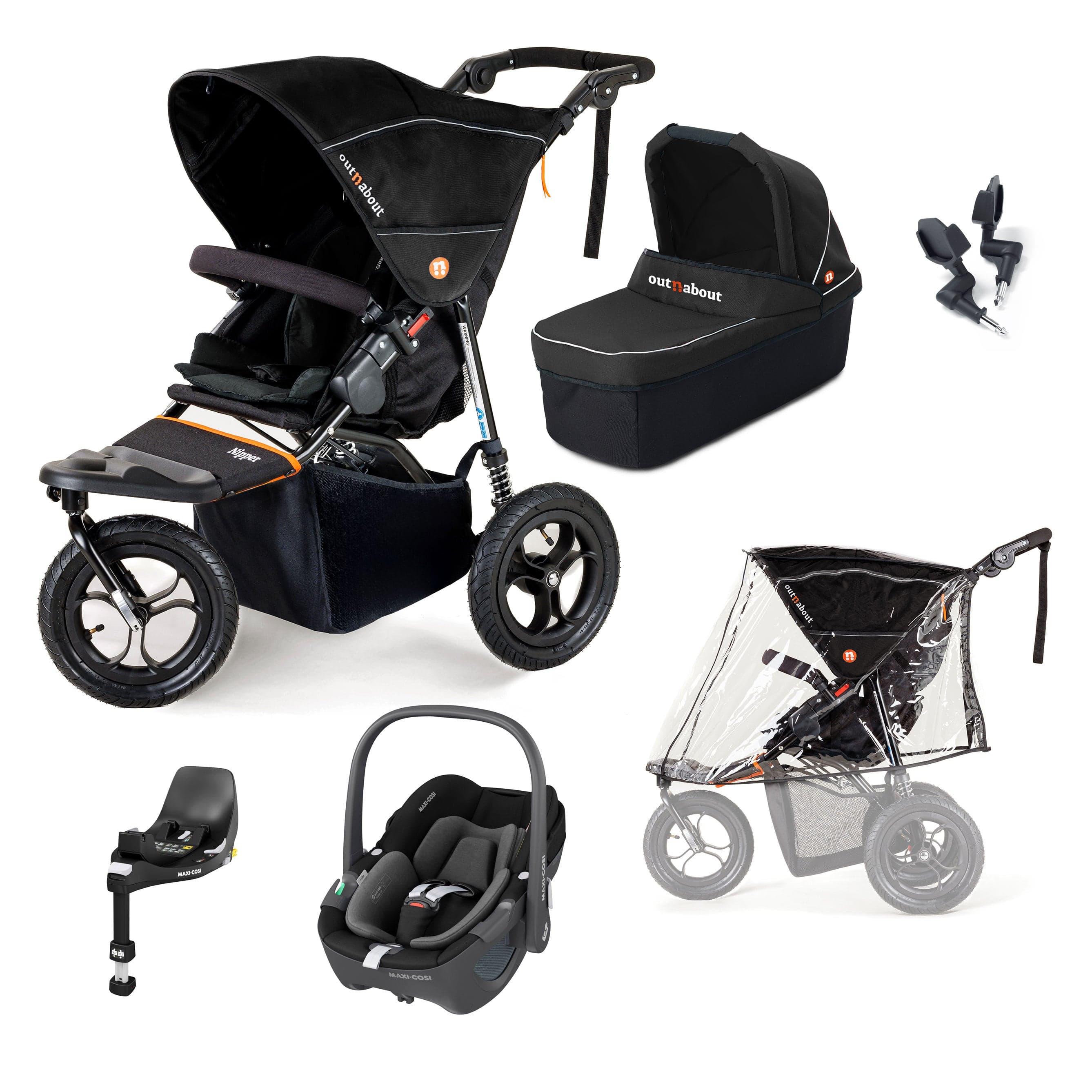 Out n About Travel Systems Out n About Nipper Single Maxi-Cosi Starter Kit in Summit Black 15838-MC-P360-SB