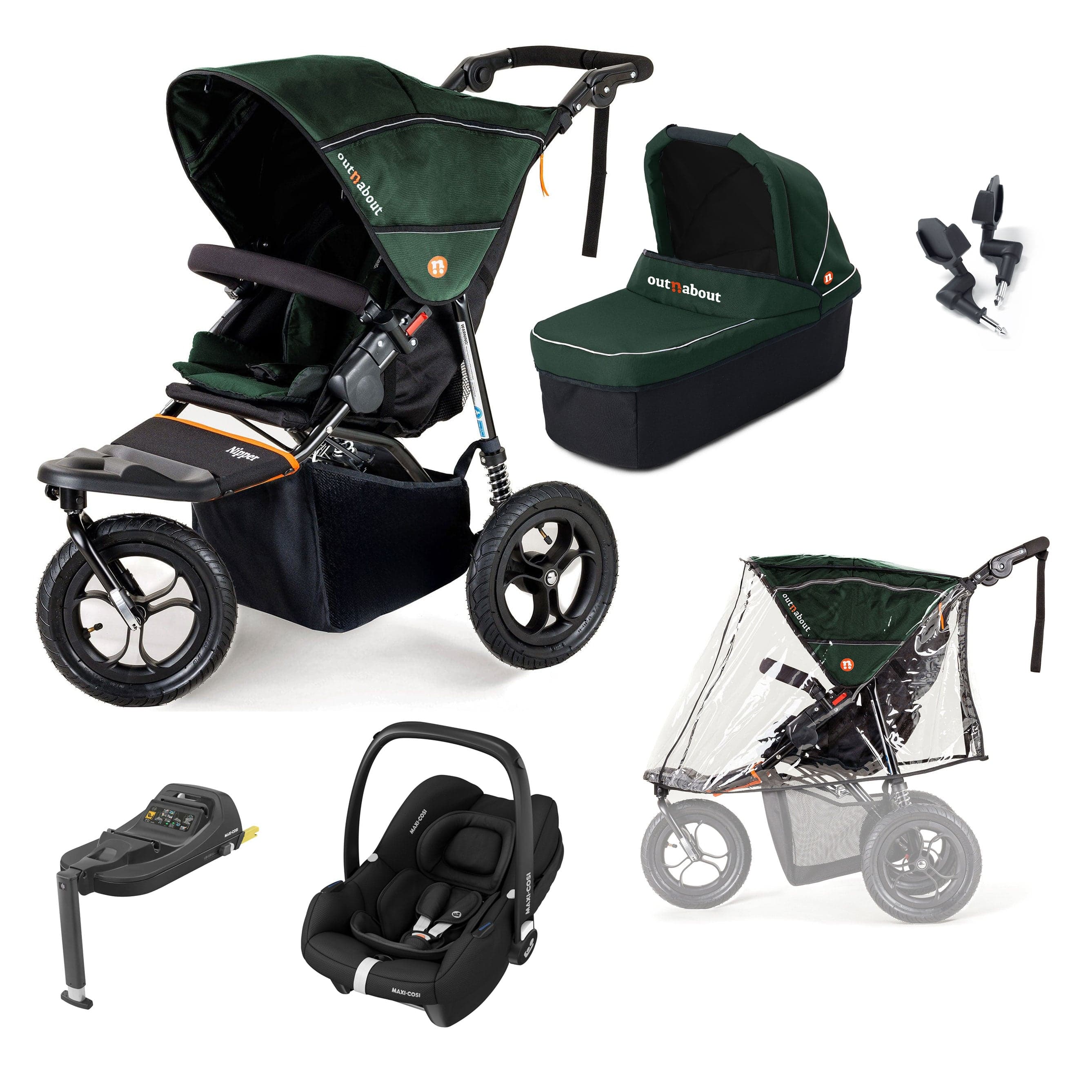 Out n About Travel Systems Out n About Nipper Single Maxi-Cosi Starter Kit in Sycamore Green 15839-MC-CAB-GRE