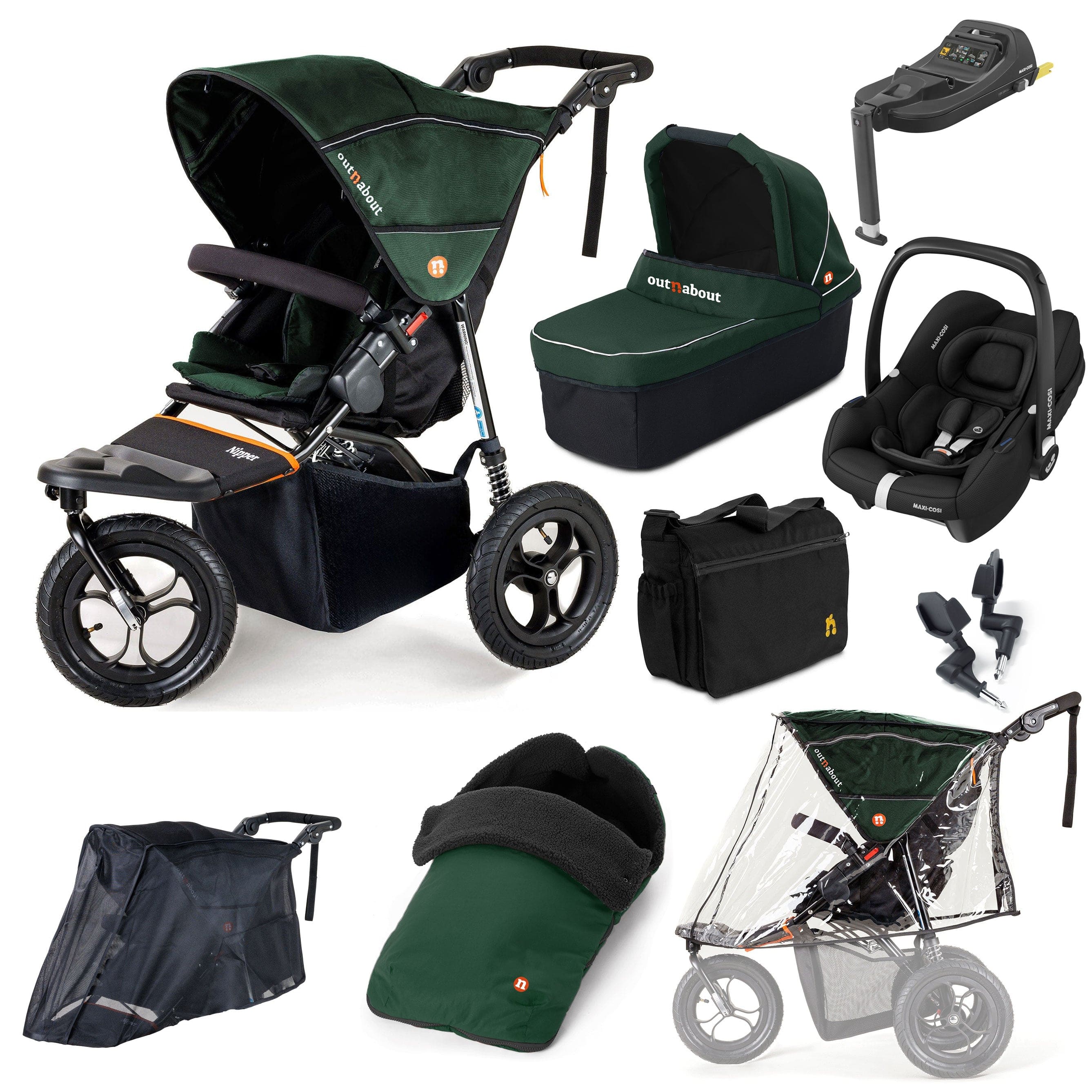 Out n About Travel Systems Out n About Nipper Single Maxi-Cosi Ultimate Kit in Sycamore Green 15850-MC-CAB-GRE