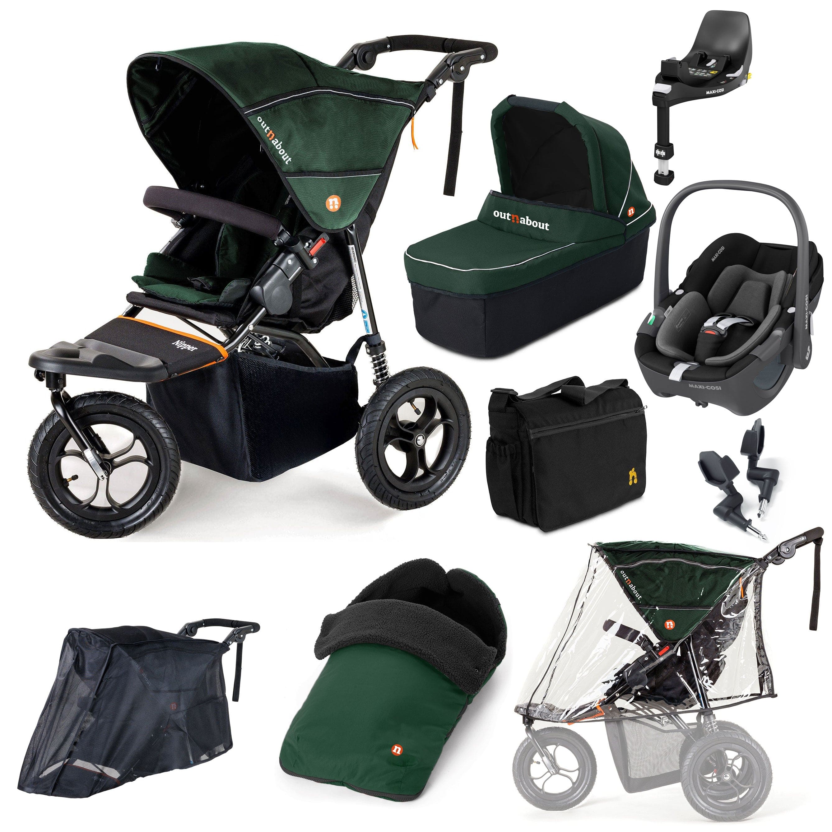 Out n About Travel Systems Out n About Nipper Single Maxi-Cosi Ultimate Kit in Sycamore Green 15851-MC-P360-GRE