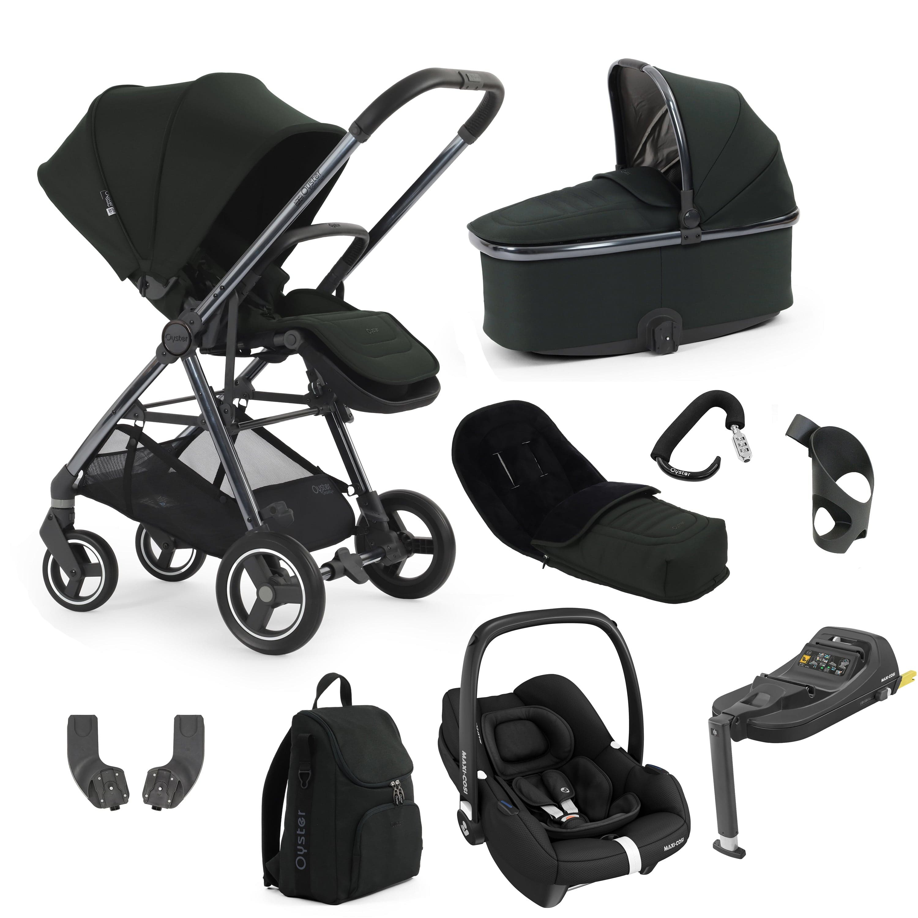 Oyster baby prams BabyStyle Oyster Gravity+ 9 Piece Bundle - Black Olive 17940-BLO-1