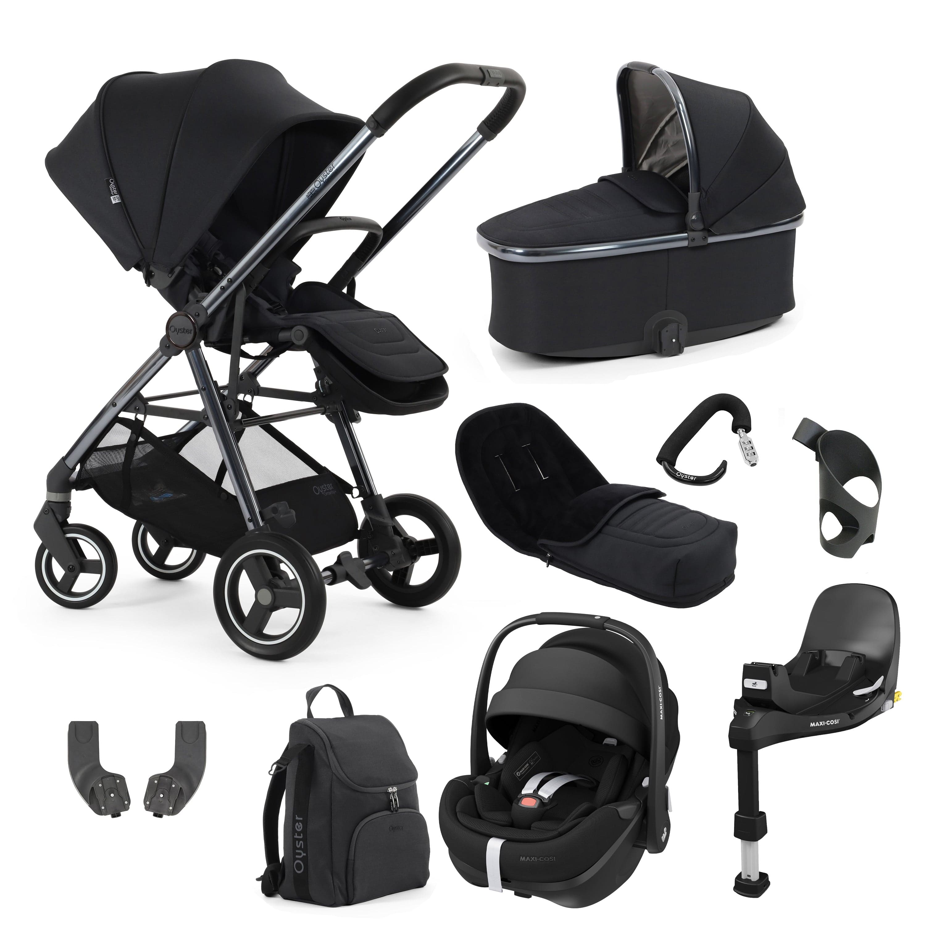 Oyster baby prams BabyStyle Oyster Gravity+ 9 Piece Bundle - Carbonite 17940-CAR-2