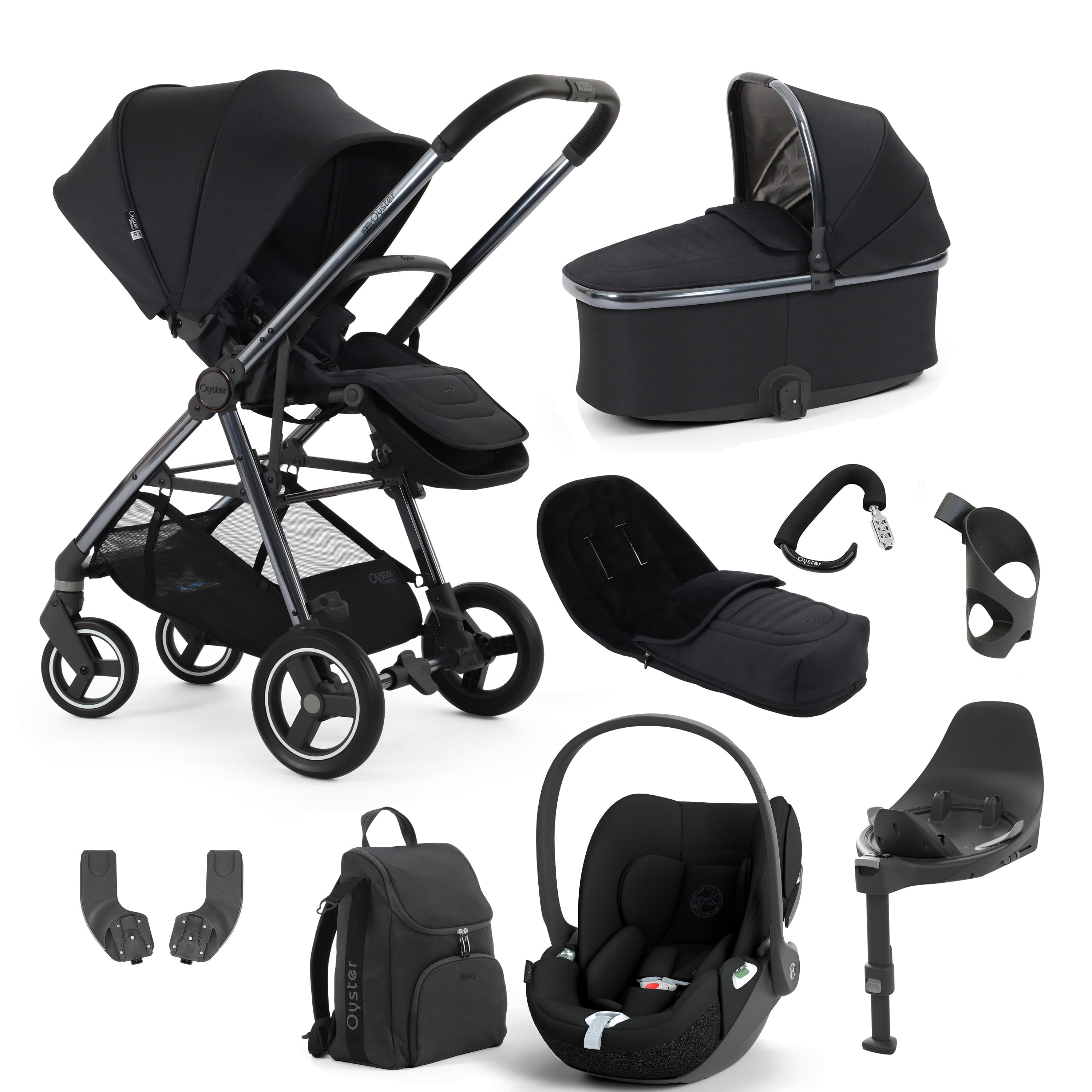 Oyster baby prams BabyStyle Oyster Gravity+ 9 Piece Bundle - Carbonite 17940-CAR-3