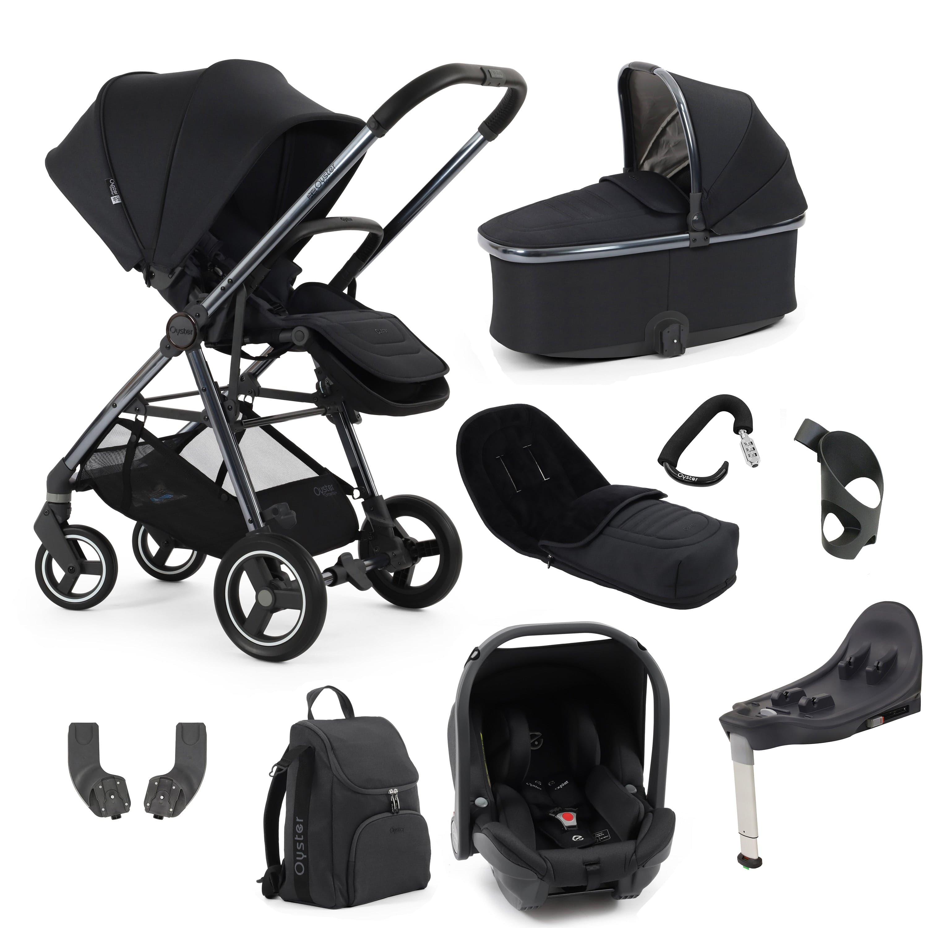 Oyster baby prams BabyStyle Oyster Gravity+ 9 Piece Bundle - Carbonite 17940-CAR