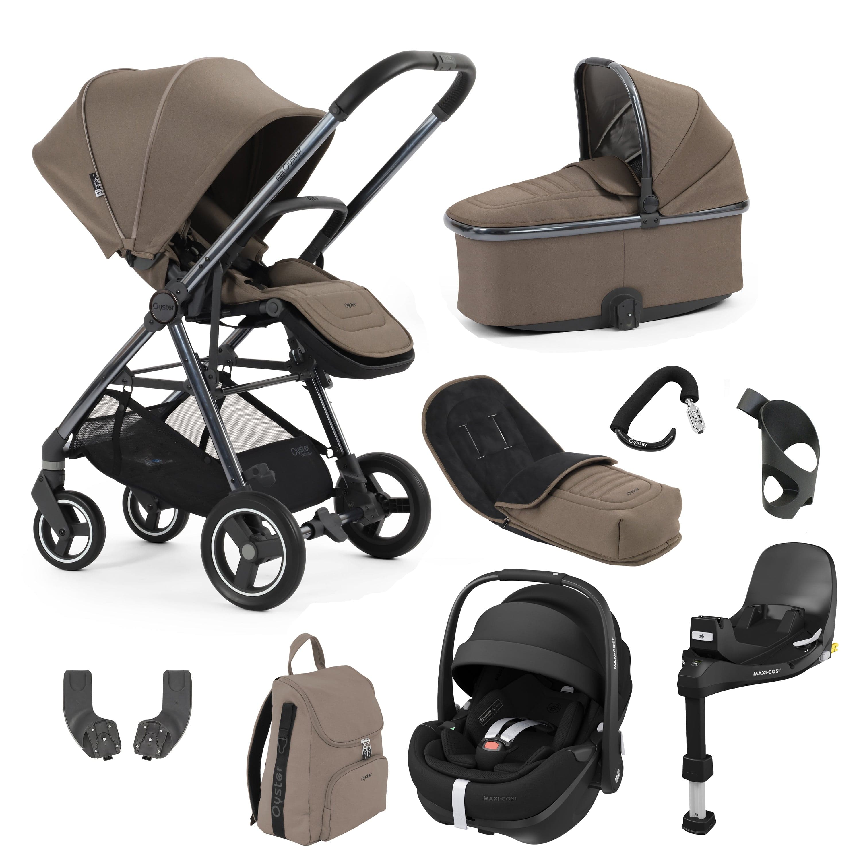 Oyster baby prams BabyStyle Oyster Gravity+ 9 Piece Bundle - Mink 17940-MIN-2