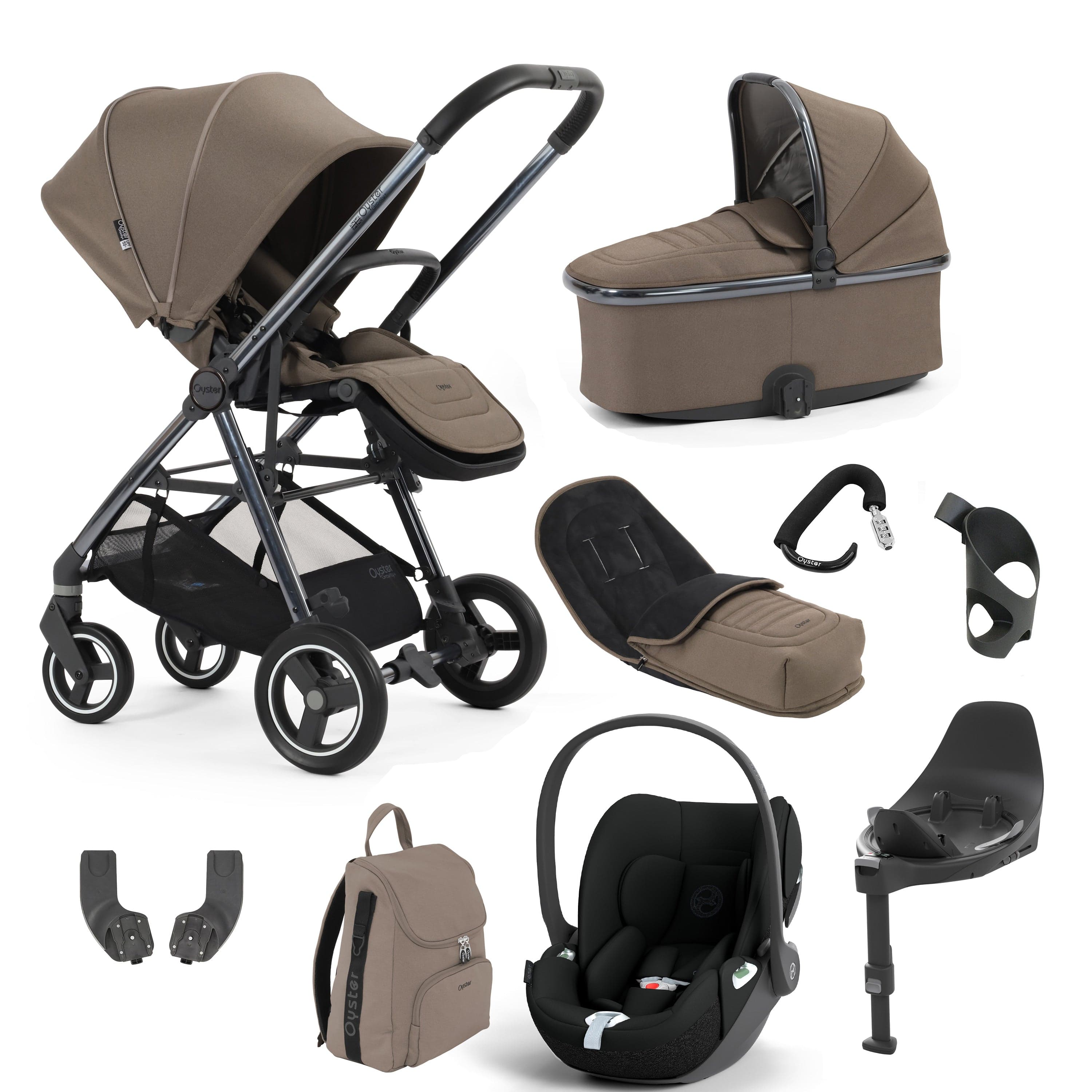 Oyster baby prams BabyStyle Oyster Gravity+ 9 Piece Bundle - Mink 17940-MIN-3