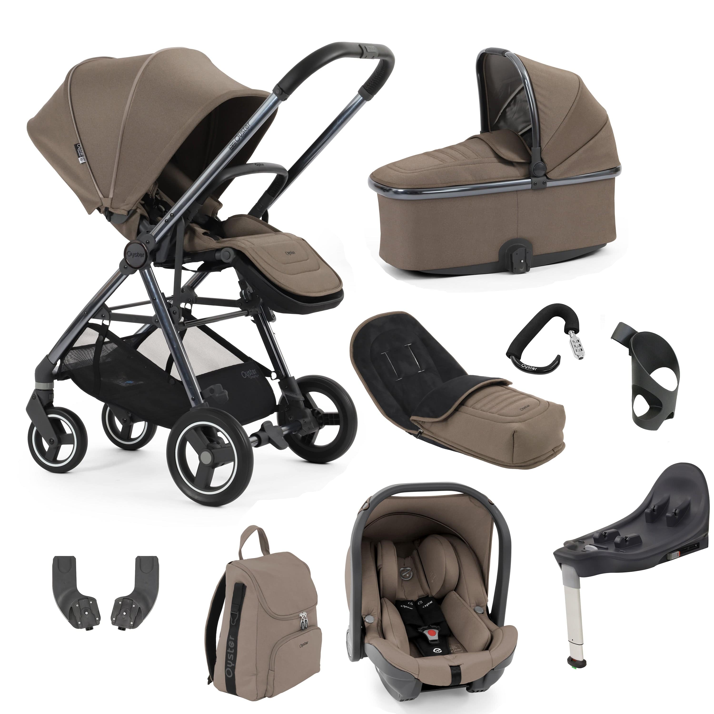 Oyster baby prams BabyStyle Oyster Gravity+ 9 Piece Bundle - Mink 17940-MIN