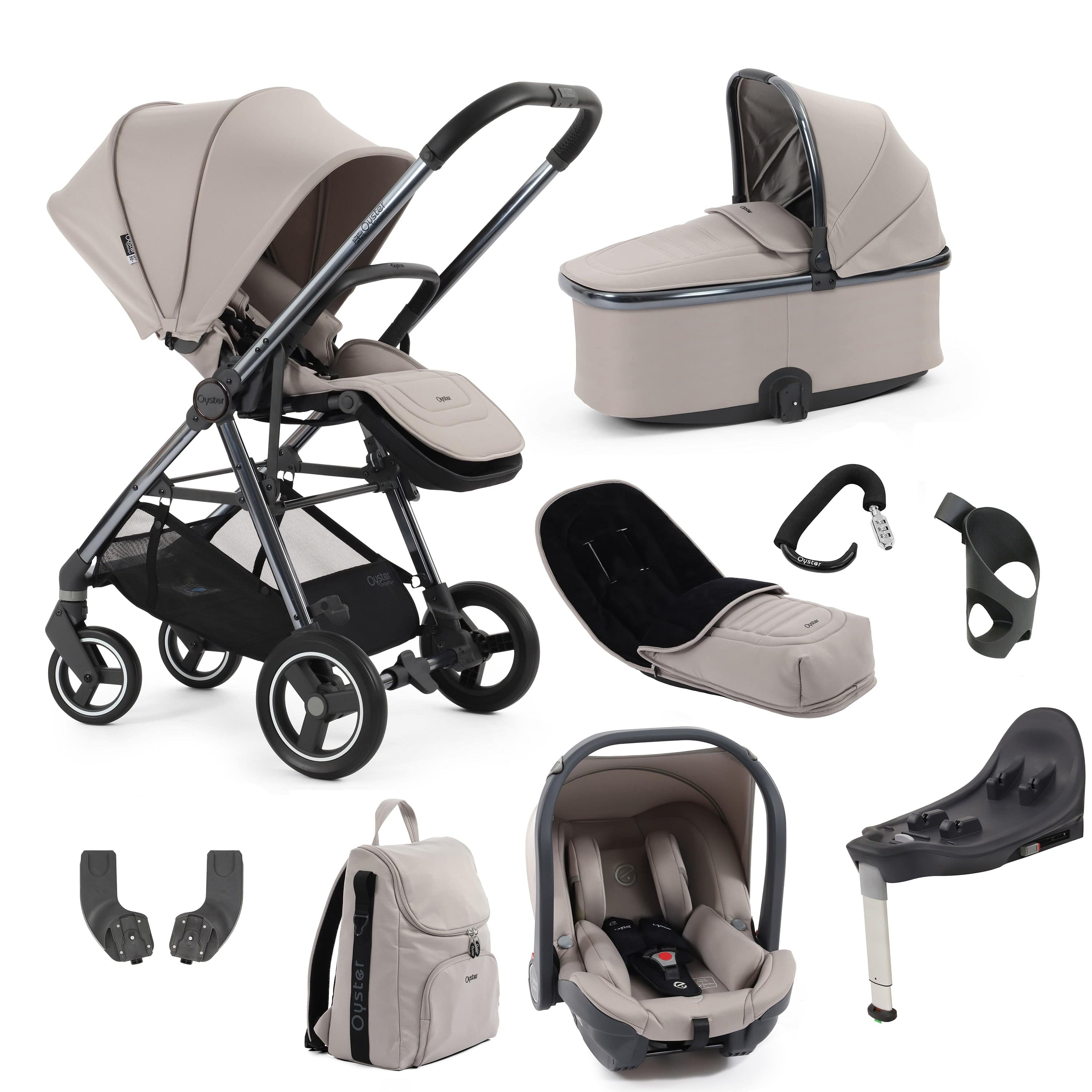 Oyster baby prams BabyStyle Oyster Gravity+ 9 Piece Bundle - Stone 17940-STO