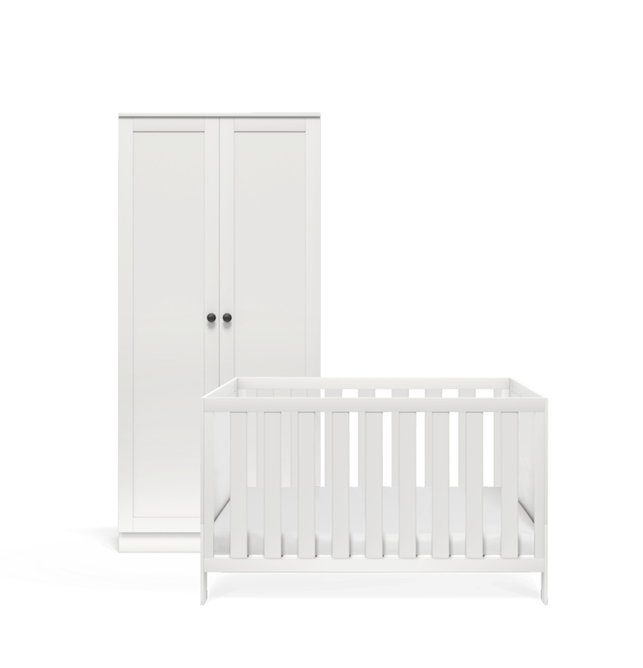 Silver Cross cot bed room sets Silver Cross Bromley 2 Piece Wardrobe Room Set in White