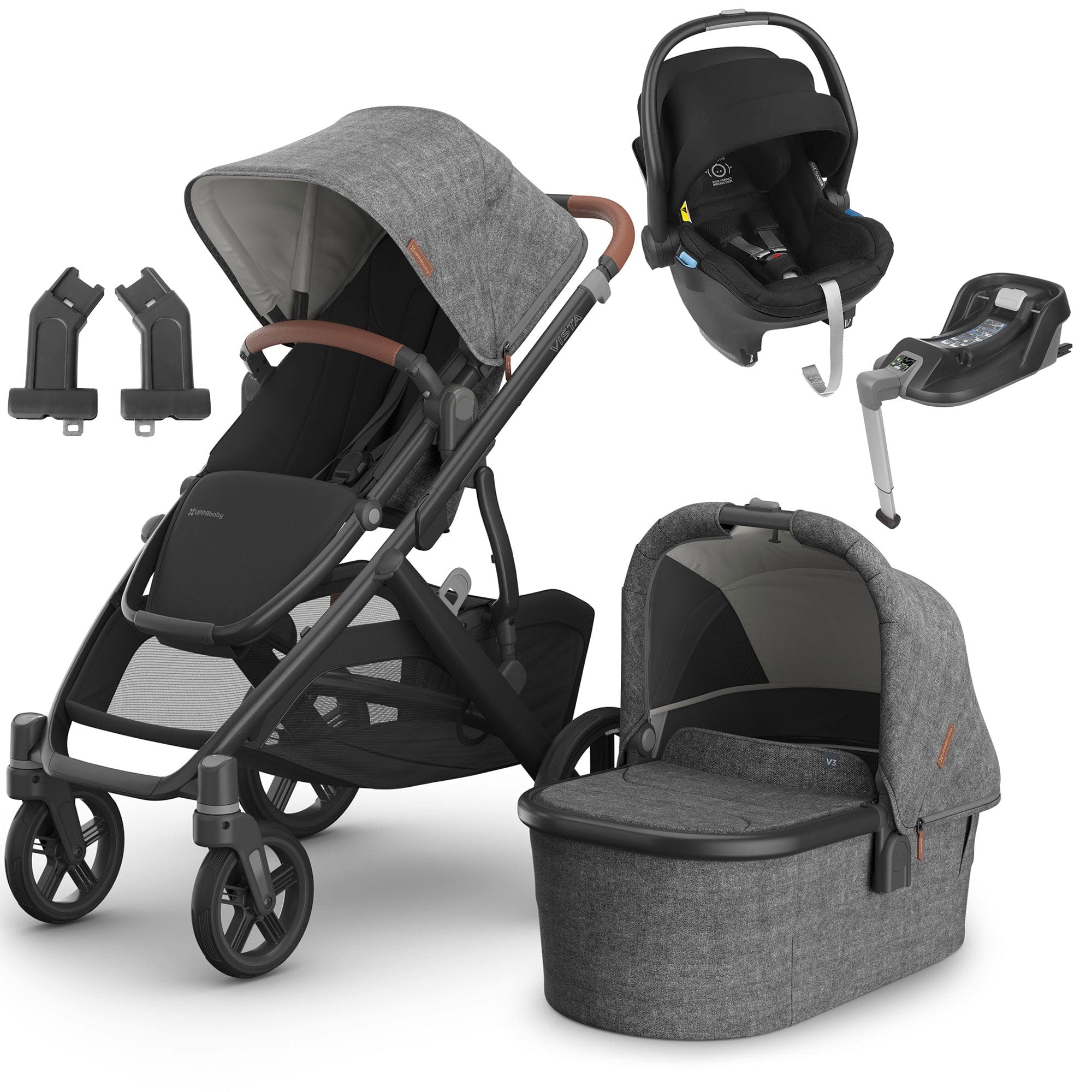 Uppababy Travel Systems Uppababy Vista V3 Mesa & Base Travel System - Greyson 16572-GRE