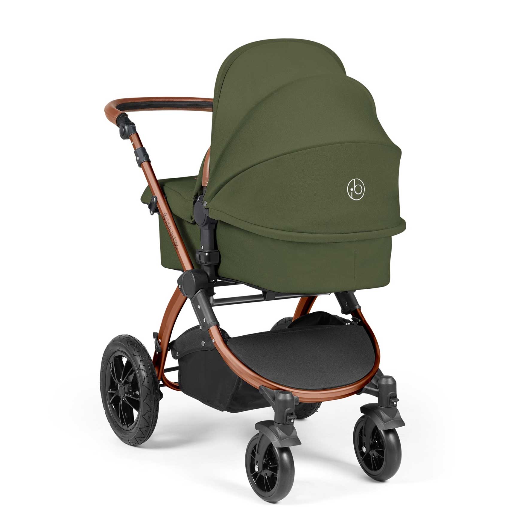 Ickle Bubba travel systems Ickle Bubba Stomp Luxe 2 in 1 Plus Pushchair & Carrycot - Bronze/Woodland/Tan 10-003-001-022