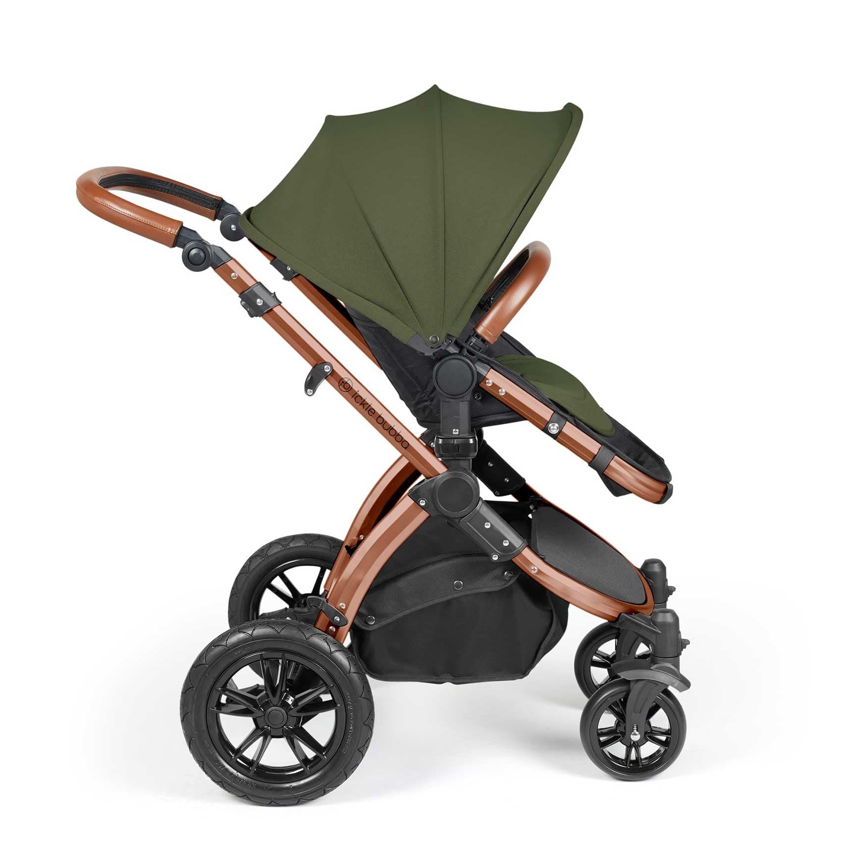 Ickle Bubba travel systems Ickle Bubba Stomp Luxe 2 in 1 Plus Pushchair & Carrycot - Bronze/Woodland/Tan 10-003-001-022