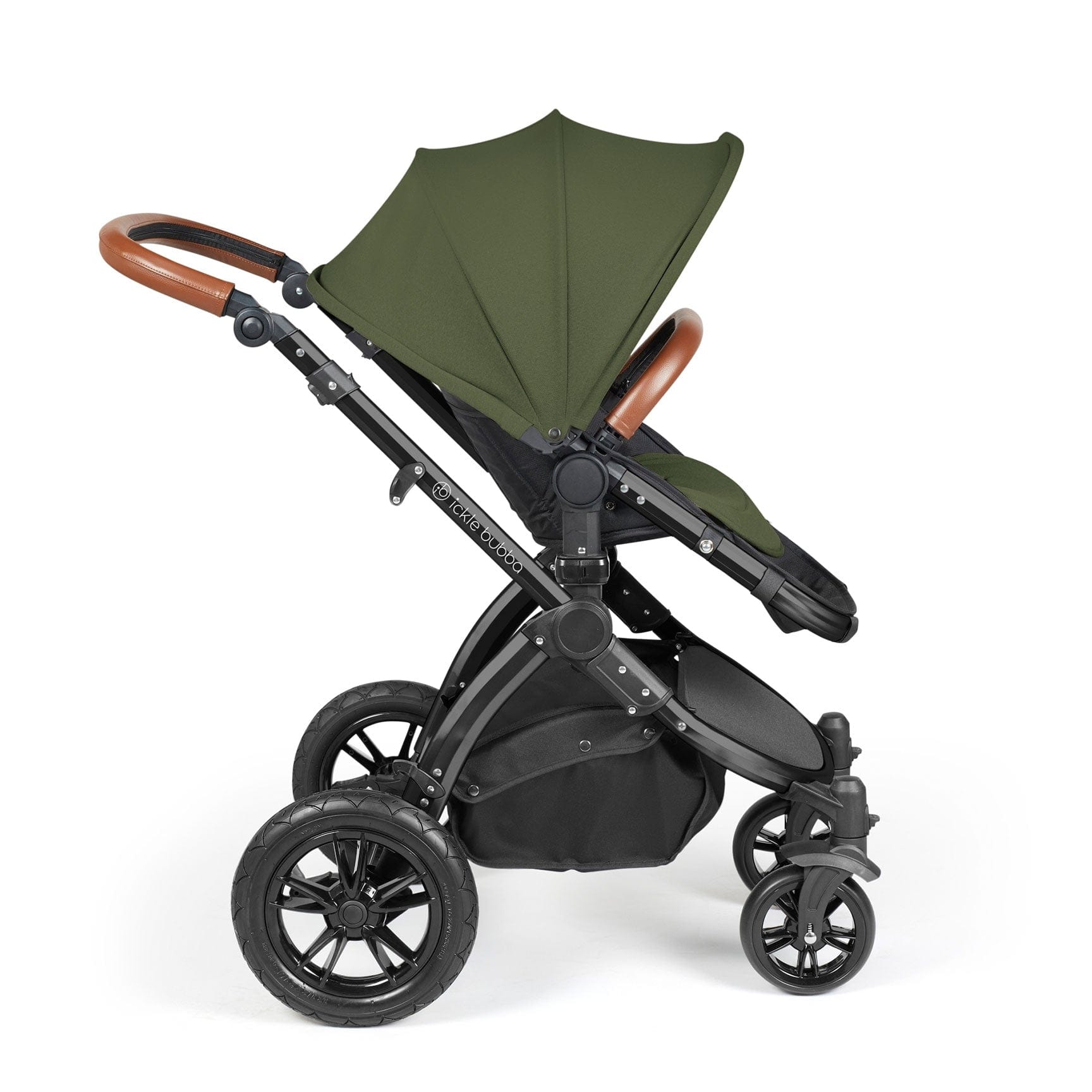 Ickle Bubba travel systems Ickle Bubba Stomp Luxe 2 in 1 Plus Pushchair & Carrycot - Black/Woodland/Tan 10-003-001-137