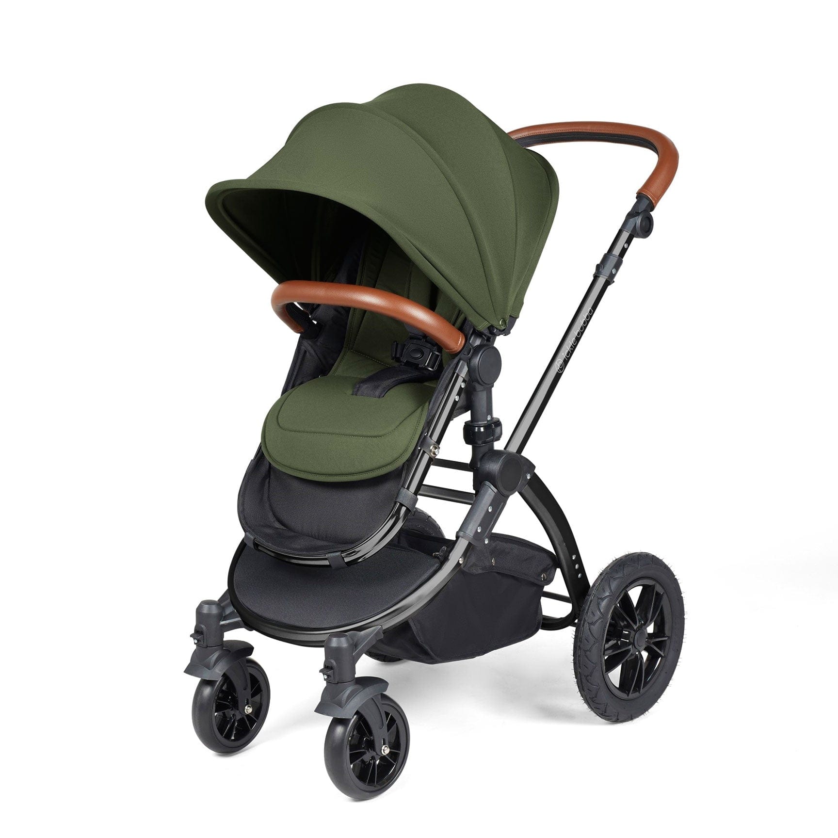 Ickle Bubba travel systems Ickle Bubba Stomp Luxe 2 in 1 Plus Pushchair & Carrycot - Black/Woodland/Tan 10-003-001-137