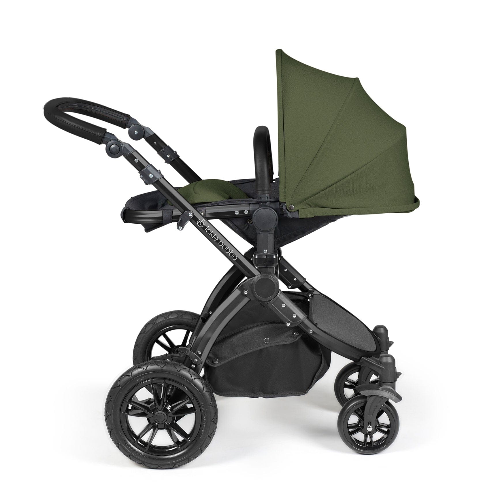 Ickle Bubba travel systems Ickle Bubba Stomp Luxe 2 in 1 Plus Pushchair & Carrycot - Black/Woodland/Black 10-003-001-138