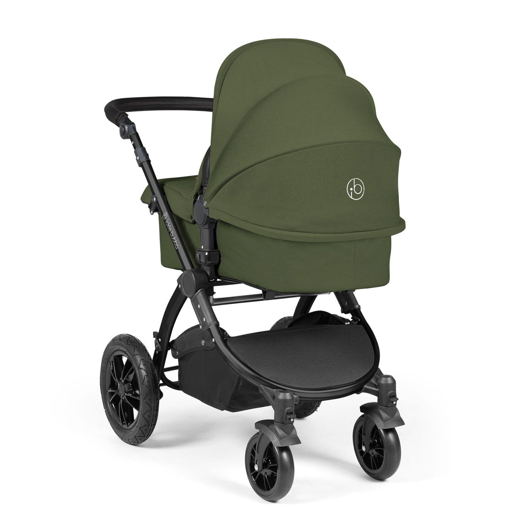 Ickle Bubba travel systems Ickle Bubba Stomp Luxe 2 in 1 Plus Pushchair & Carrycot - Black/Woodland/Black 10-003-001-138