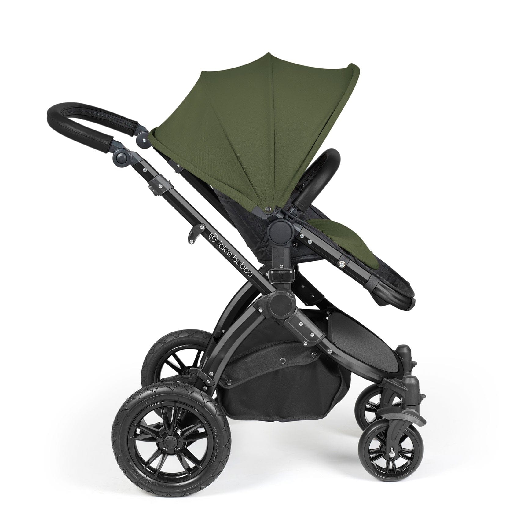 Ickle Bubba travel systems Ickle Bubba Stomp Luxe 2 in 1 Plus Pushchair & Carrycot - Black/Woodland/Black 10-003-001-138