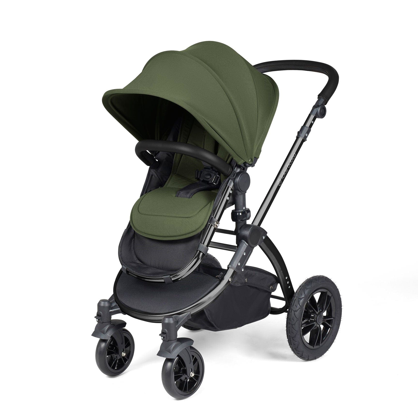 Ickle Bubba travel systems Ickle Bubba Stomp Luxe 2 in 1 Plus Pushchair & Carrycot - Black/Woodland/Black 10-003-001-138