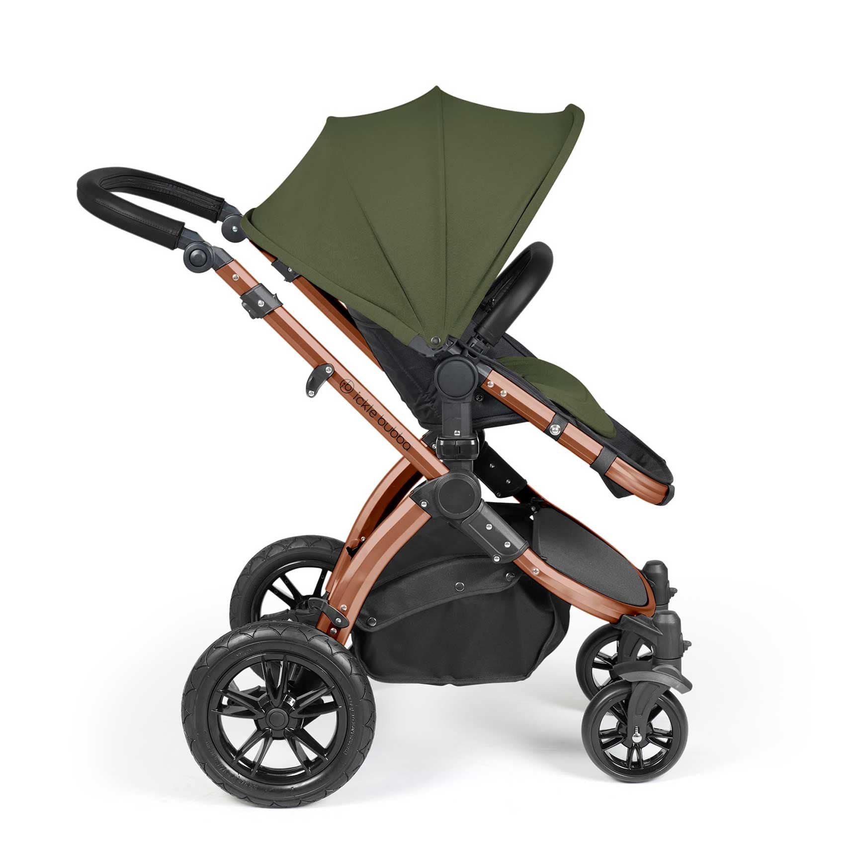 Ickle Bubba travel systems Ickle Bubba Stomp Luxe 2 in 1 Plus Pushchair & Carrycot - Bronze/Woodland/Black 10-003-001-140