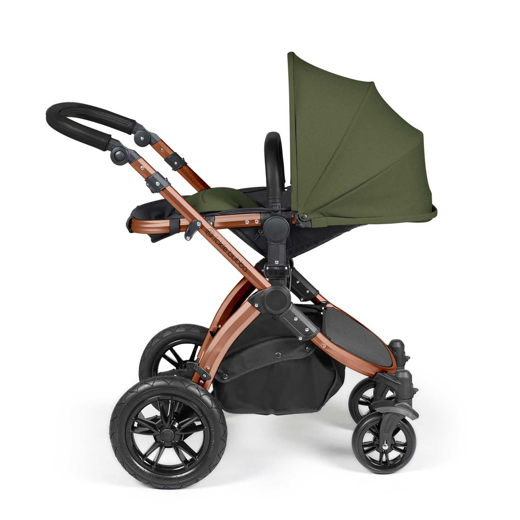 Ickle Bubba travel systems Ickle Bubba Stomp Luxe 2 in 1 Plus Pushchair & Carrycot - Bronze/Woodland/Black 10-003-001-140