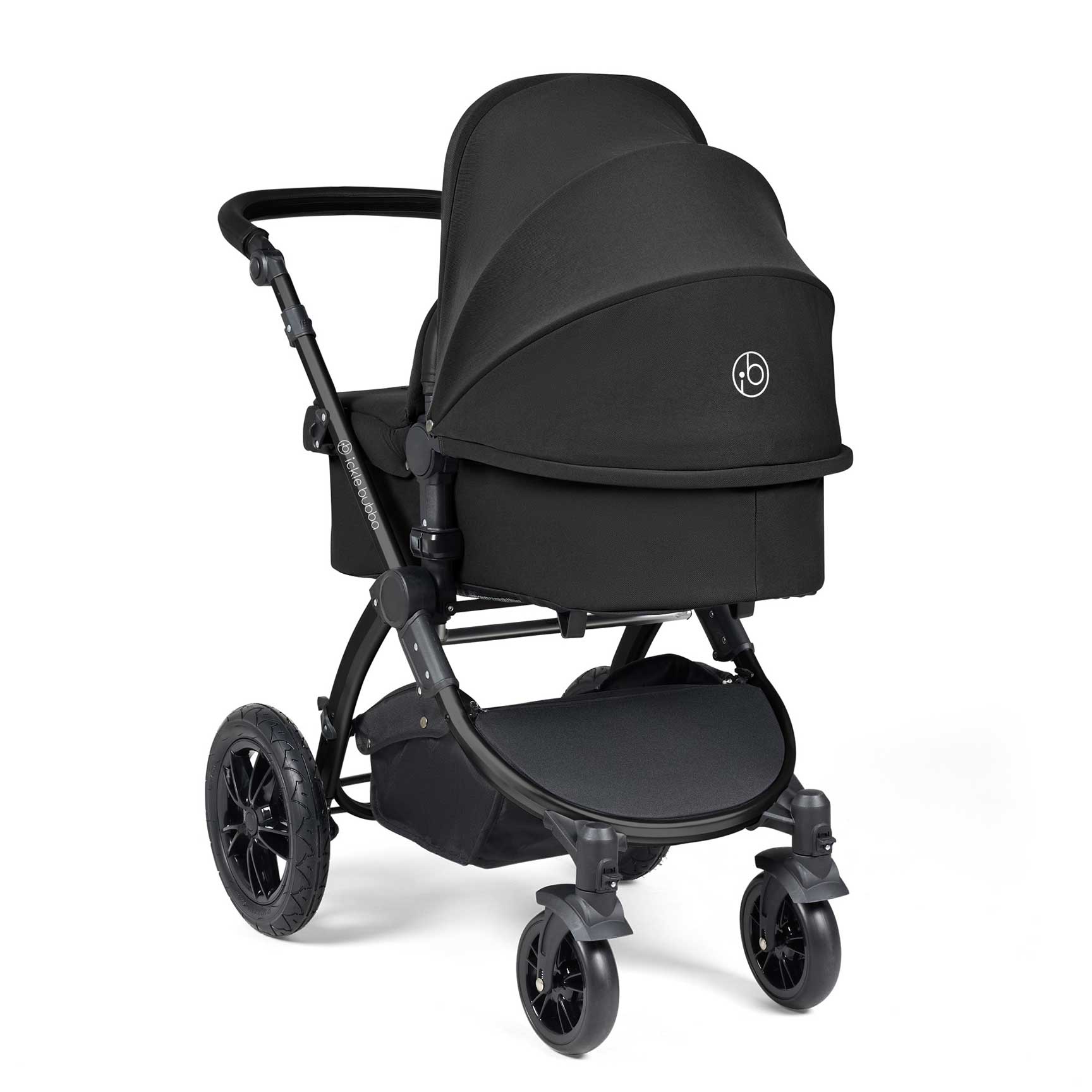 Ickle Bubba travel systems Ickle Bubba Stomp Luxe 2 in 1 Plus Pushchair & Carrycot - Black/Midnight/Black 10-003-001-202