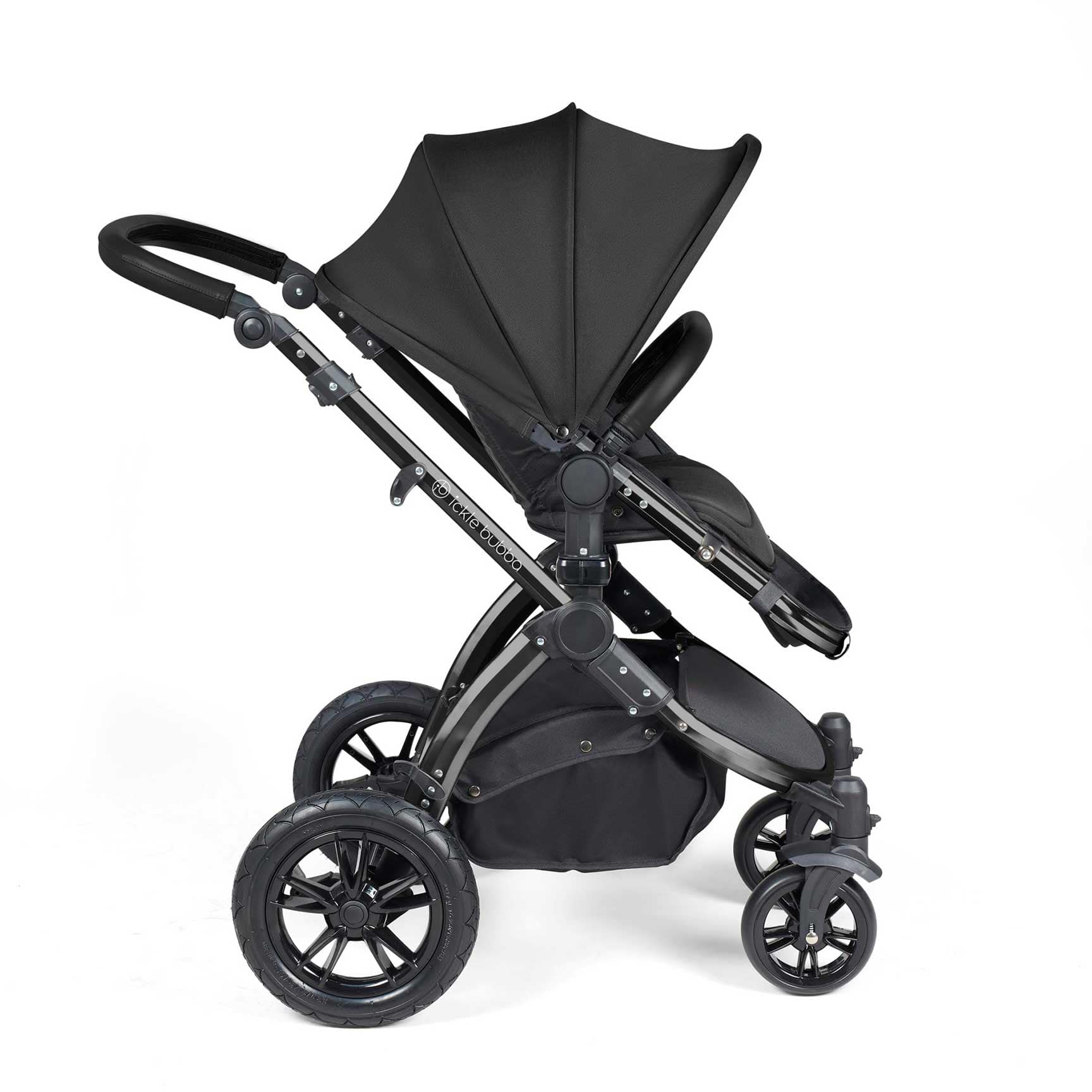 Ickle Bubba travel systems Ickle Bubba Stomp Luxe 2 in 1 Plus Pushchair & Carrycot - Black/Midnight/Black 10-003-001-202