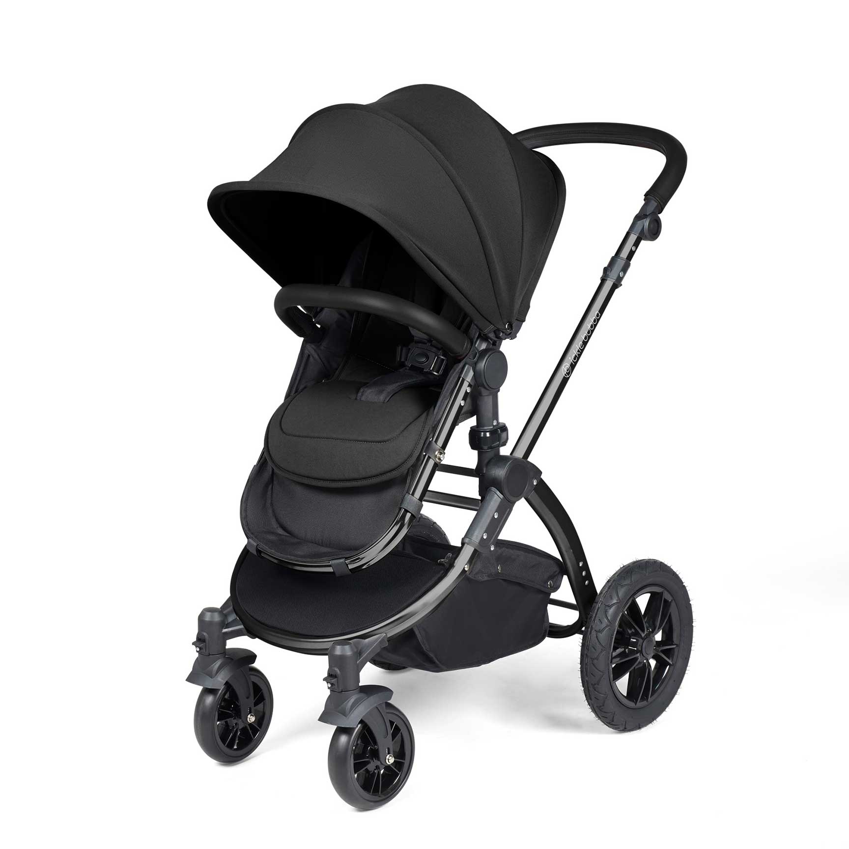 Ickle Bubba travel systems Ickle Bubba Stomp Luxe 2 in 1 Plus Pushchair & Carrycot - Black/Midnight/Black 10-003-001-202